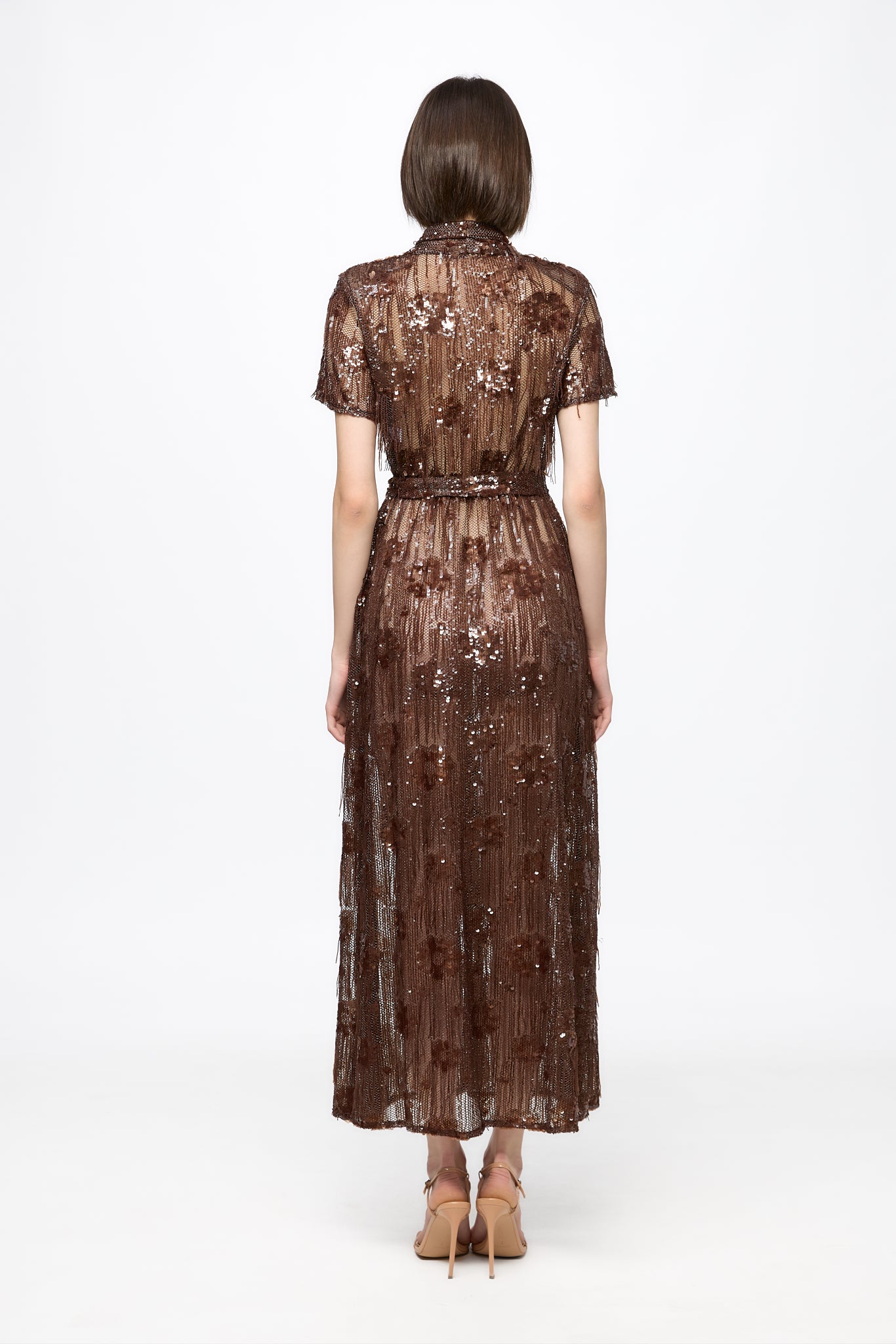 ATU Body Couture robe midi sequins marron chocolat S