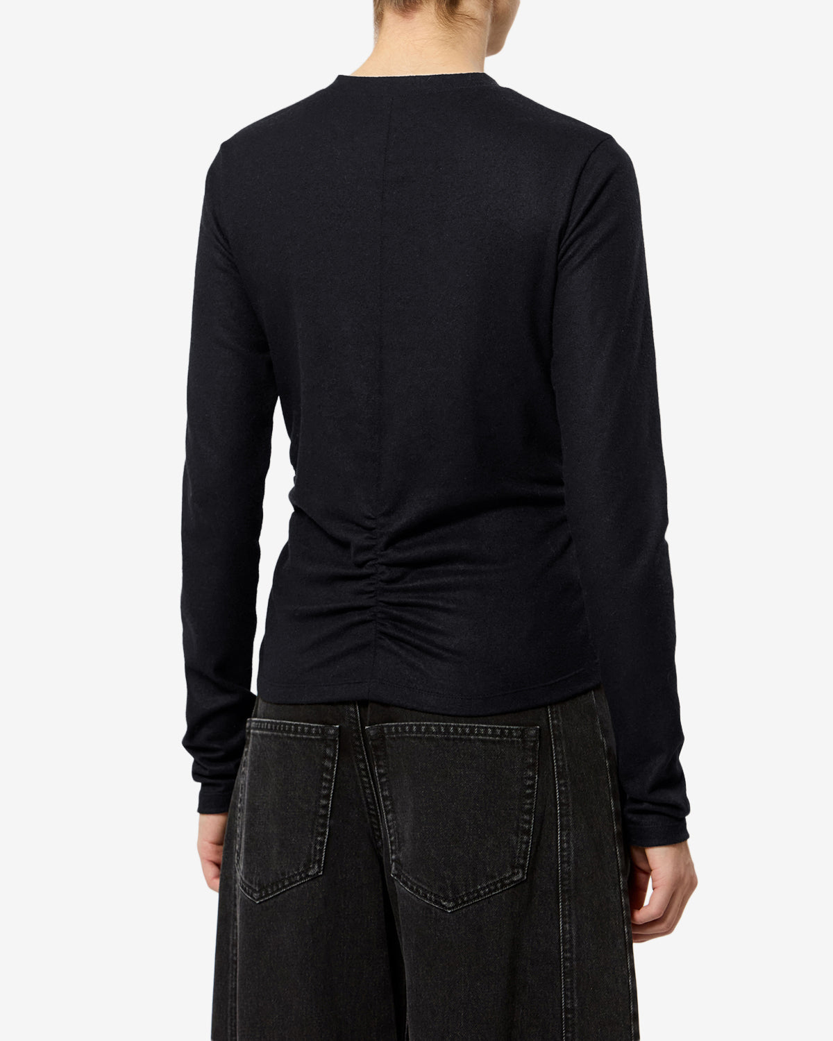 Isabel Marant Delesa top noir jersey froncé ajusté