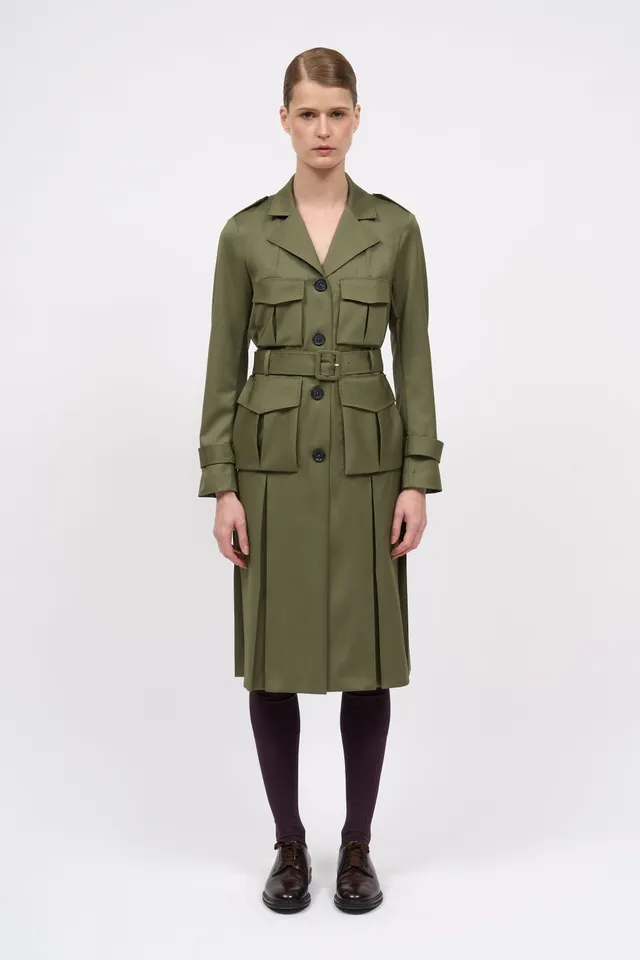 Paul & Joe Emma robe droite kaki laine ceinture