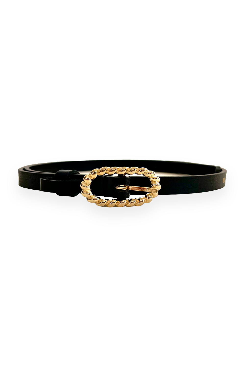 Paul & Joe ceinture Amelie cuir noir boucle dorée