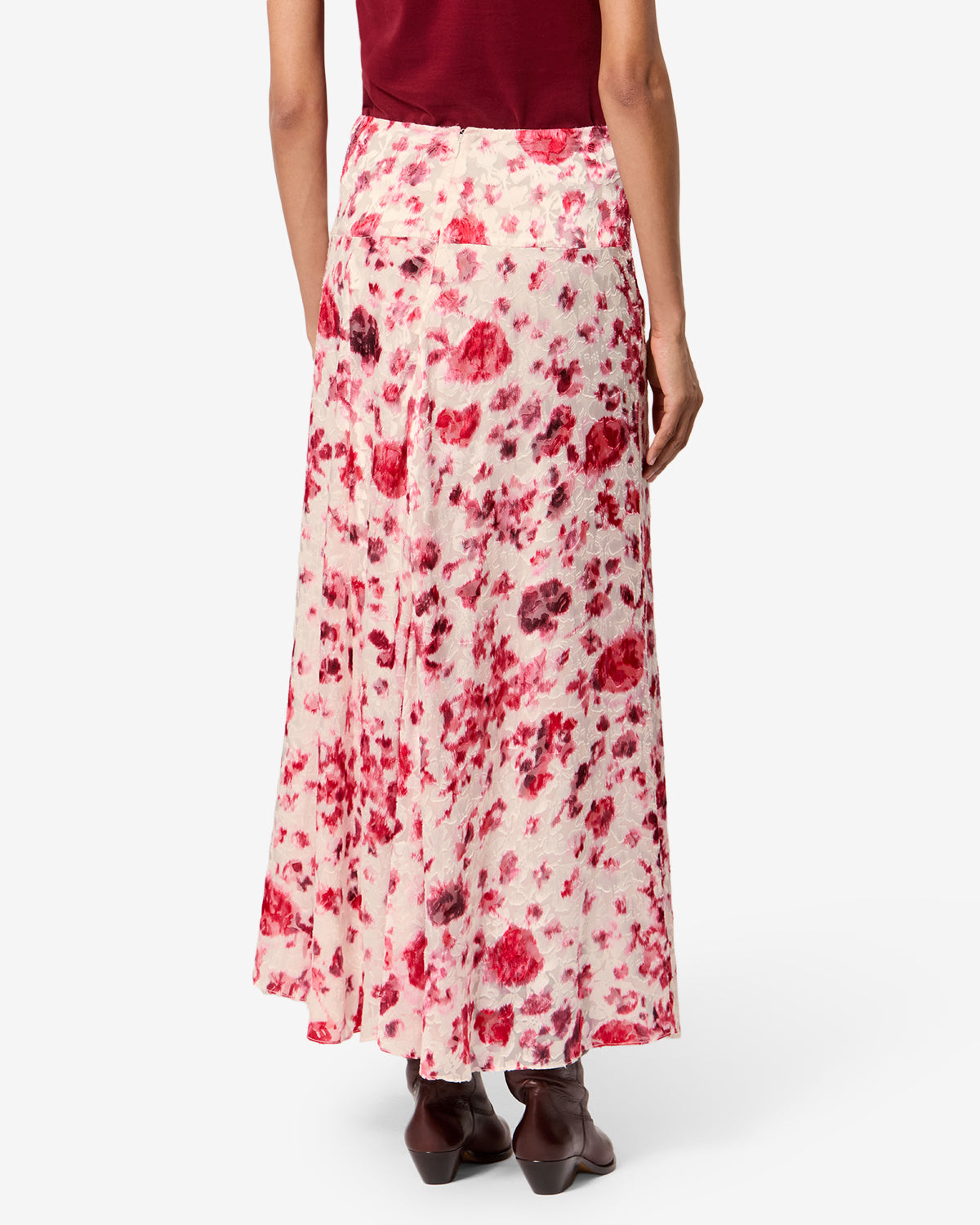 Isabel Marant Hilza jupe longue soie écru-rose