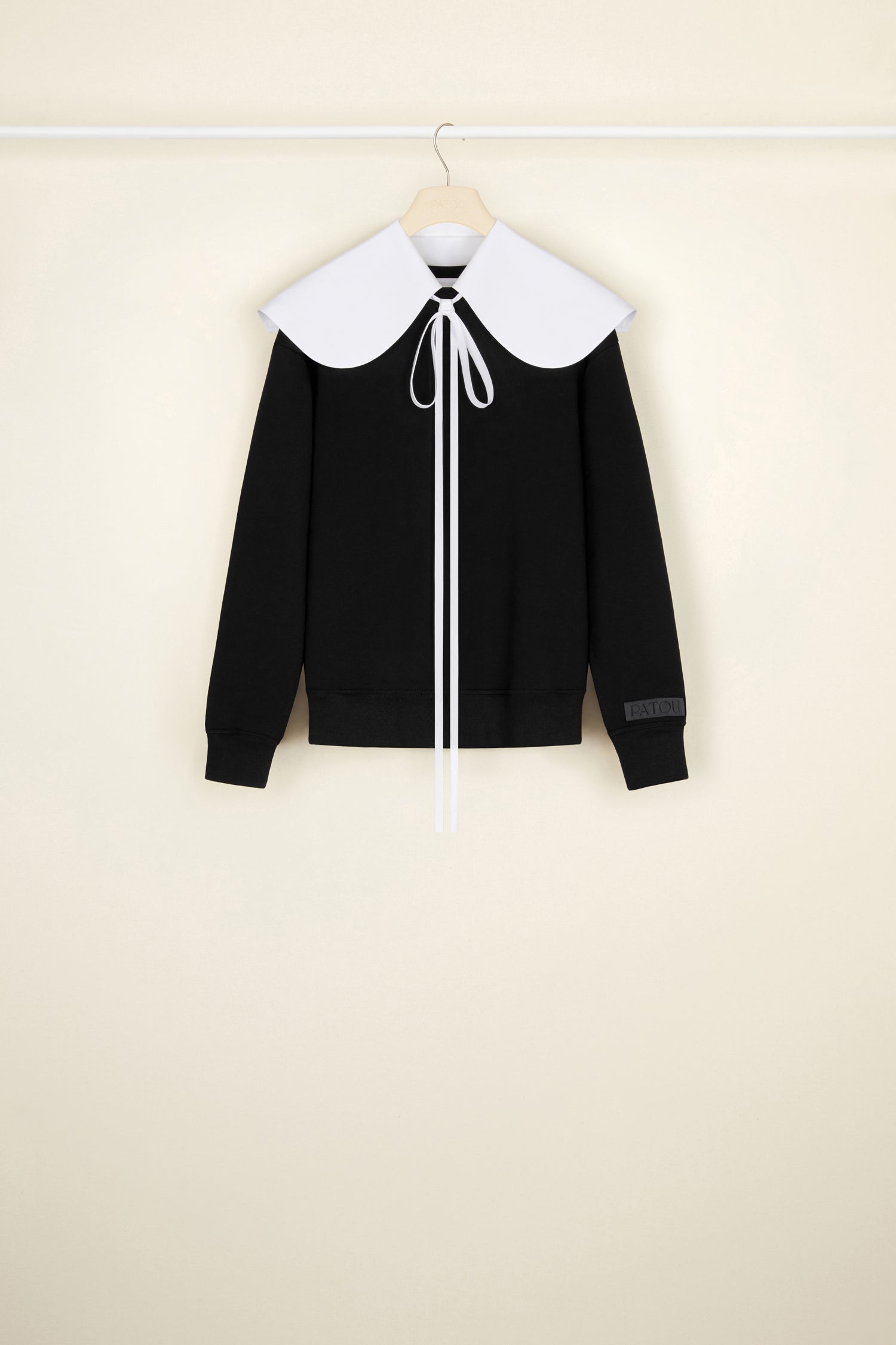 Patou A21JE026 sweat coton bio noir col amovible
