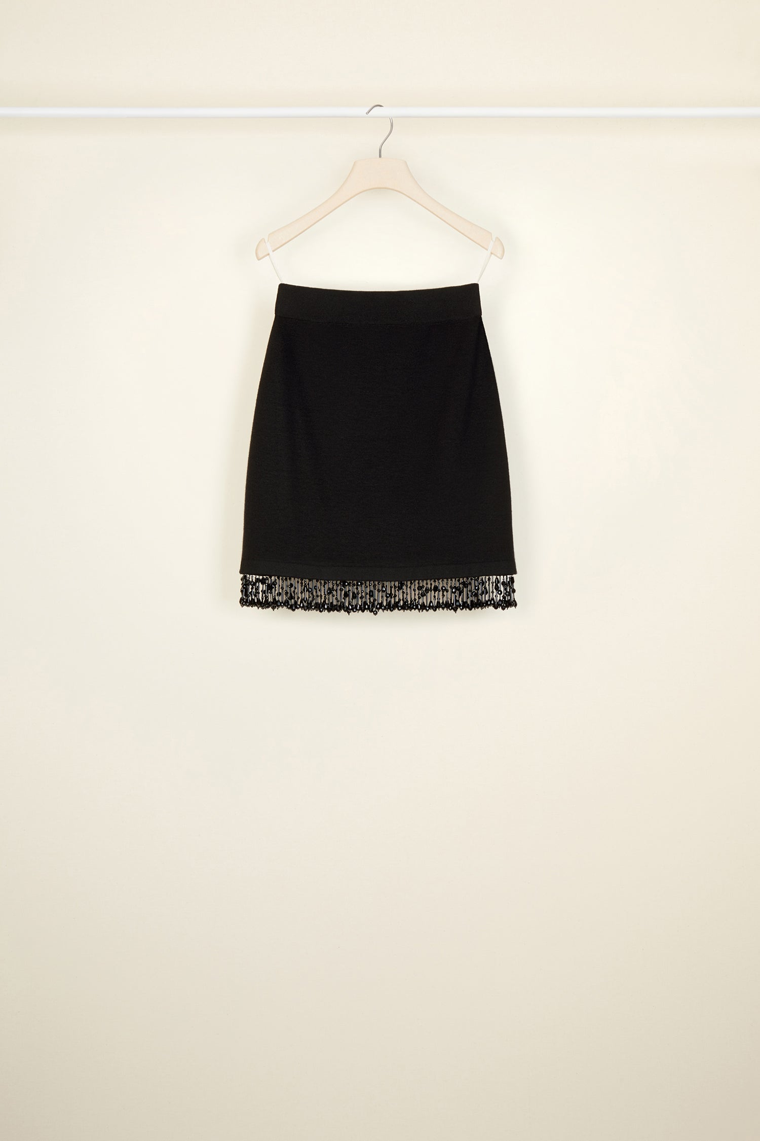 Patou KN032 minijupe laine noire taille XS perles