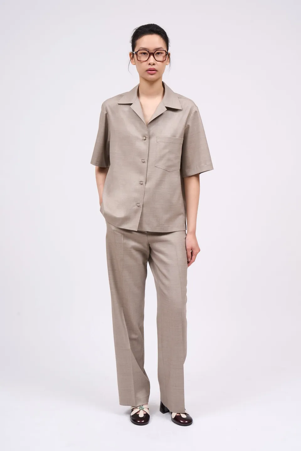 Paul & Joe Pantalon Timeo droit laine vierge Beige