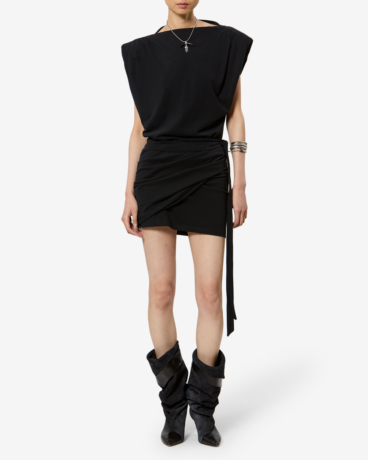 Isabel Marant Marielle RO0874 robe coton noir drapée