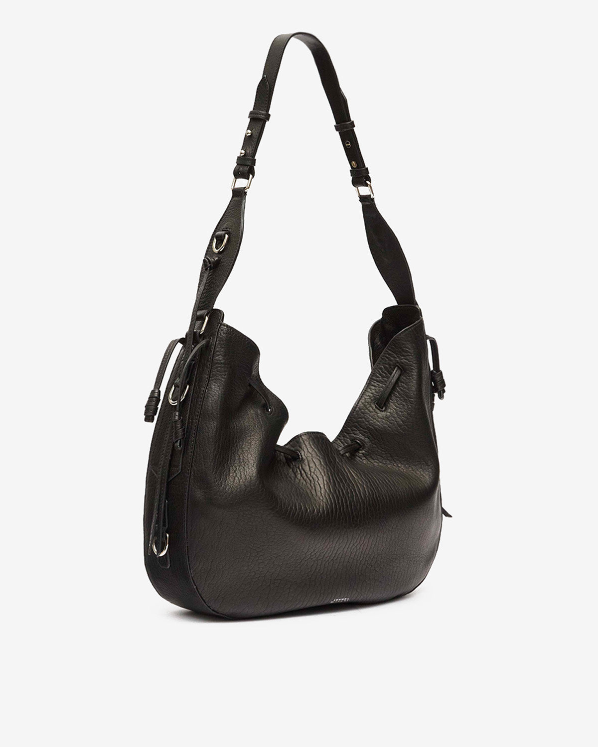 Isabel Marant Bolton Hobo Sac Cuir Noir et Argenté