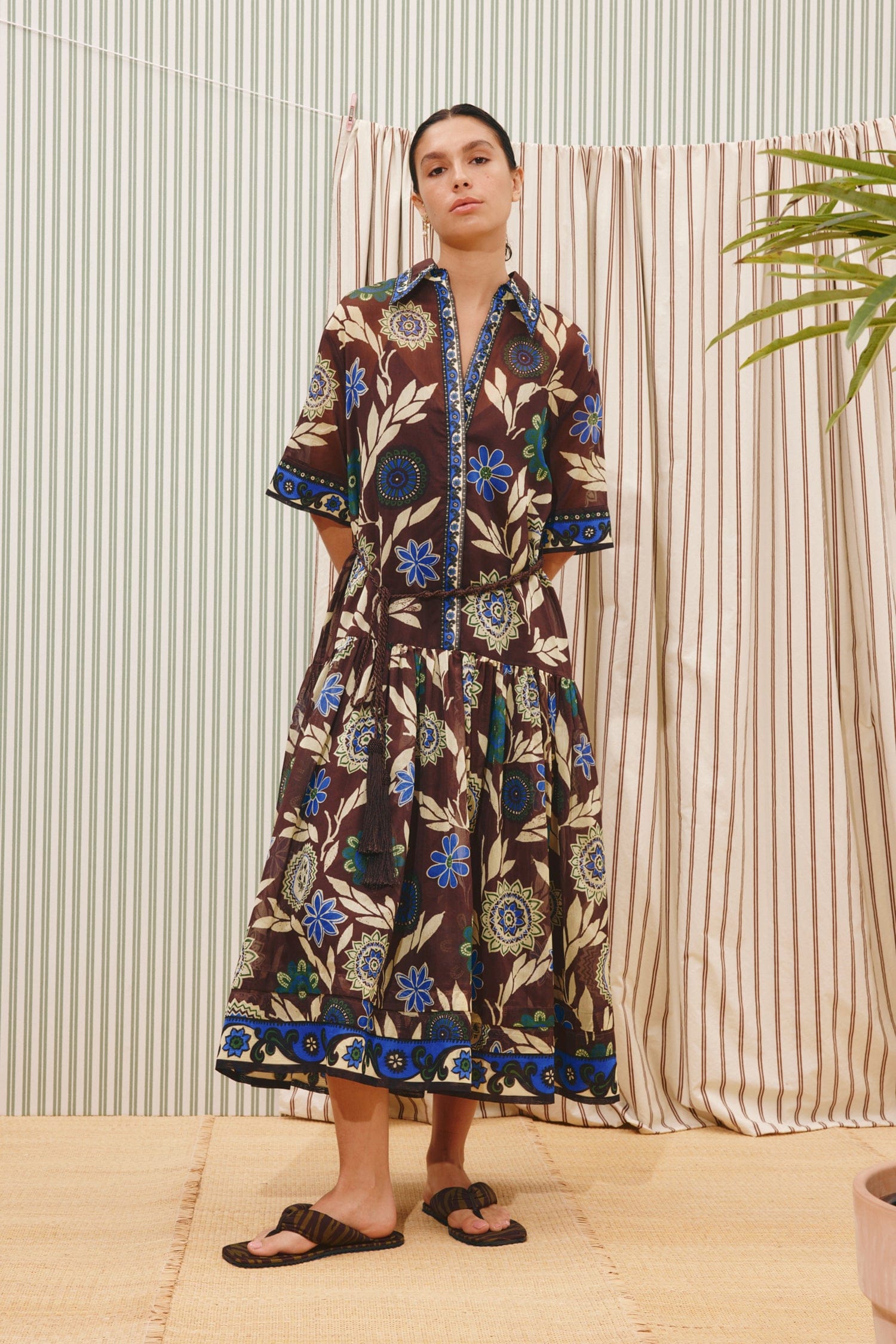 Alemäis Jasper chemisier robe coton soie ceinture tressée