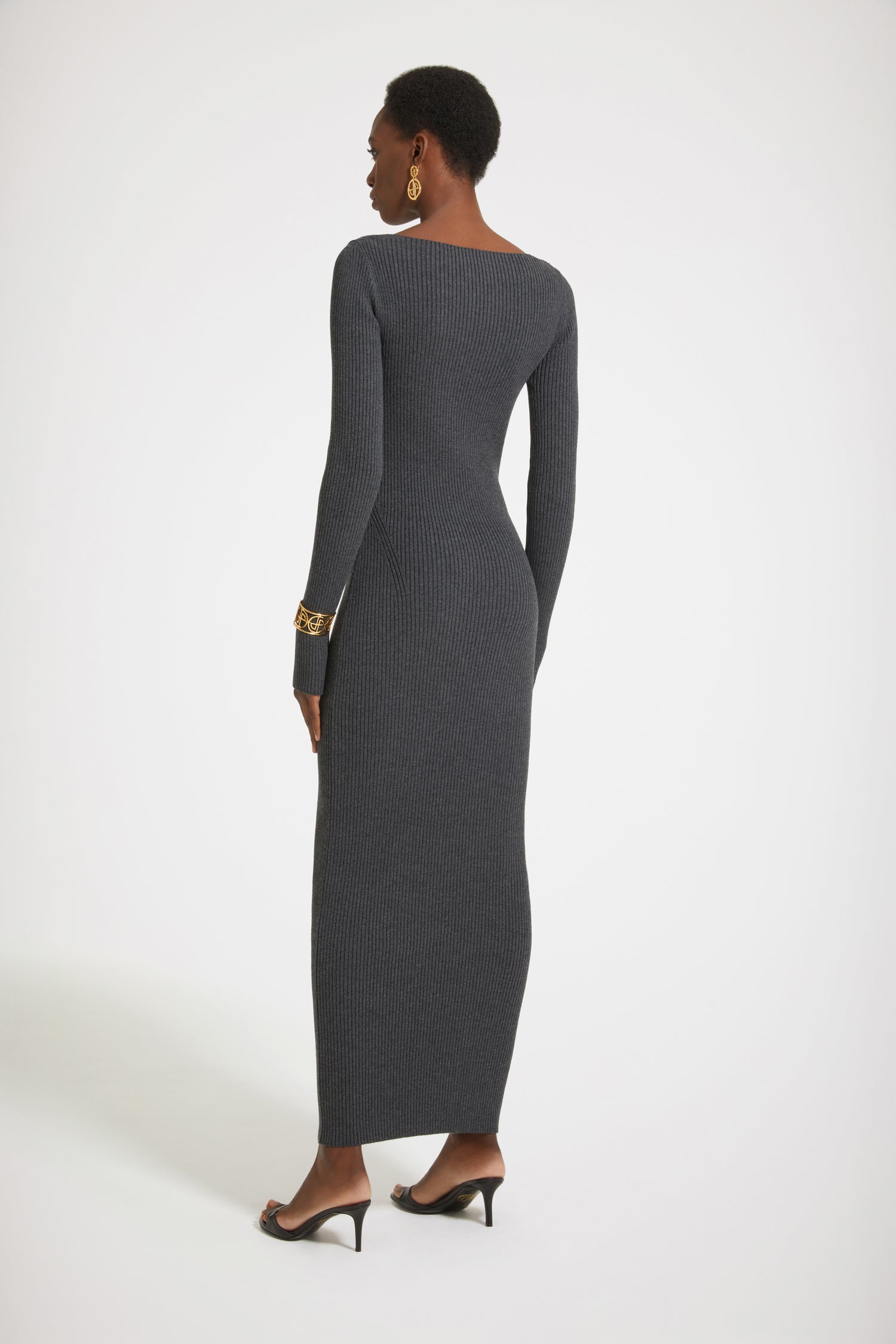 Patou Dresses KN142 robe maxi anthracite XS laine côtelée