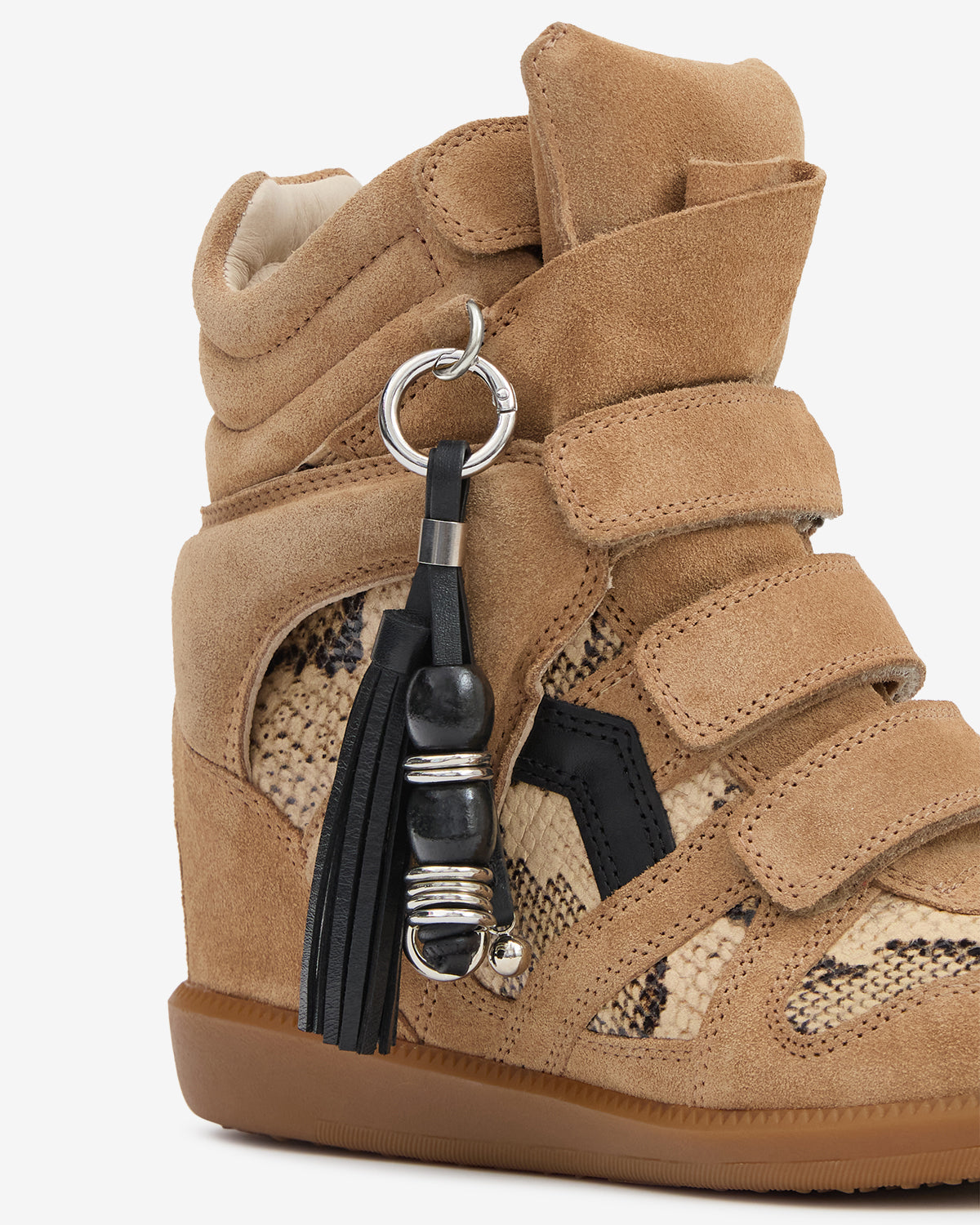 Isabel Marant Charms porte-clés cuir noir argenté