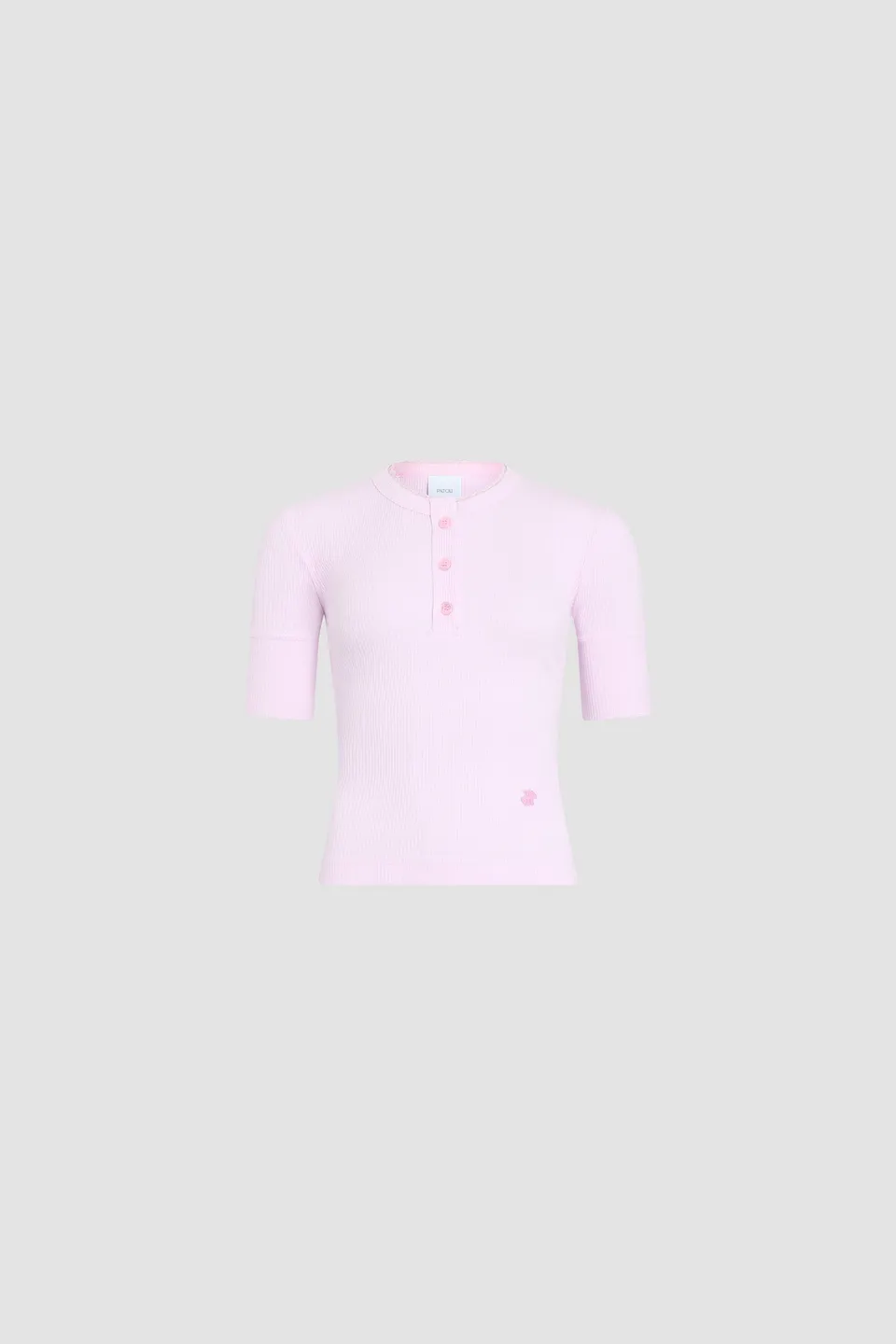 Patou JE250 t-shirt côtelé rose Pink Parfait boutonné