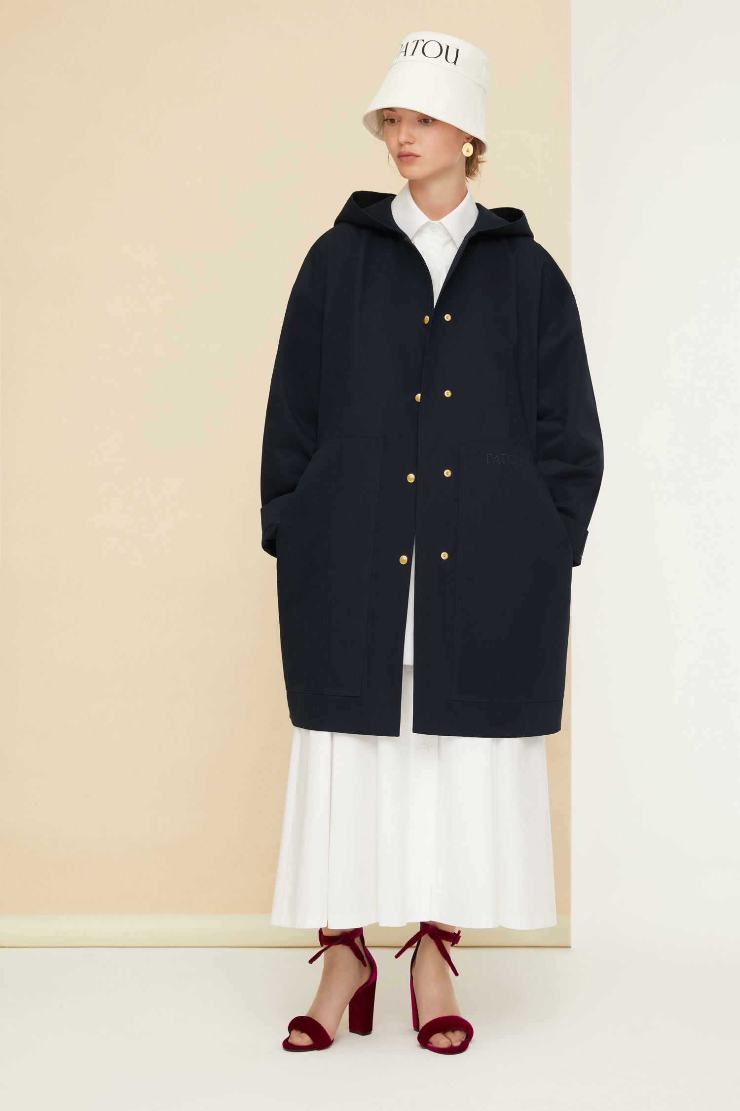 Patou OU0100074698N parka oversize bleu nuit coton bio
