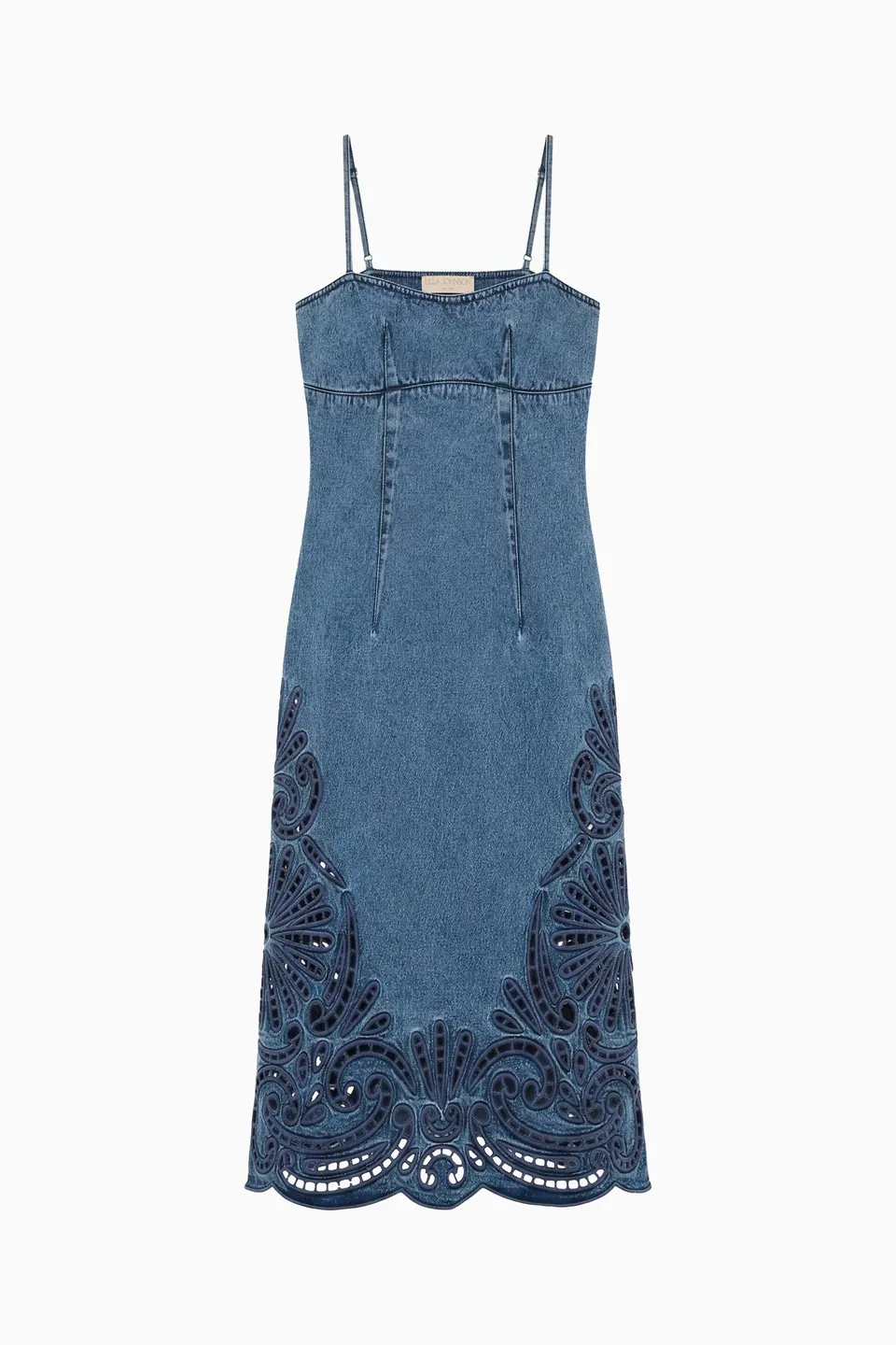 Ulla Johnson Jane Eyelet Denim Dress robe jean River midi