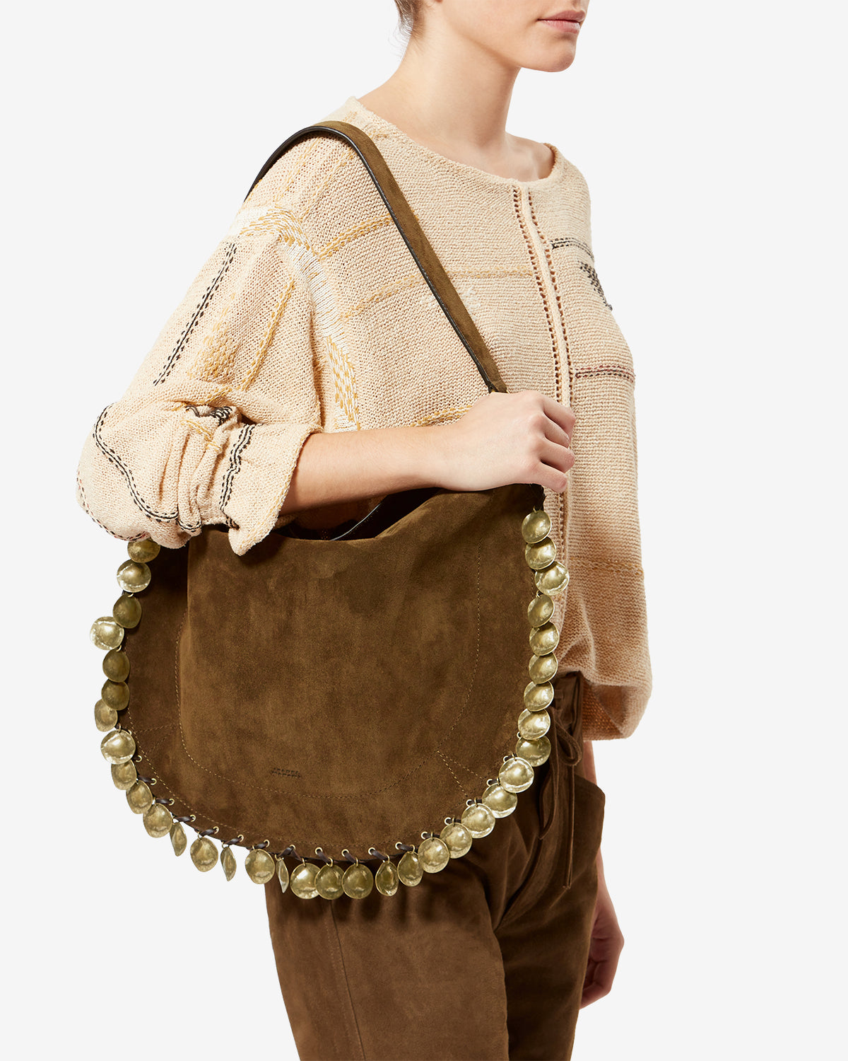 Isabel Marant Oskan Hobo Soft sac velours bronze