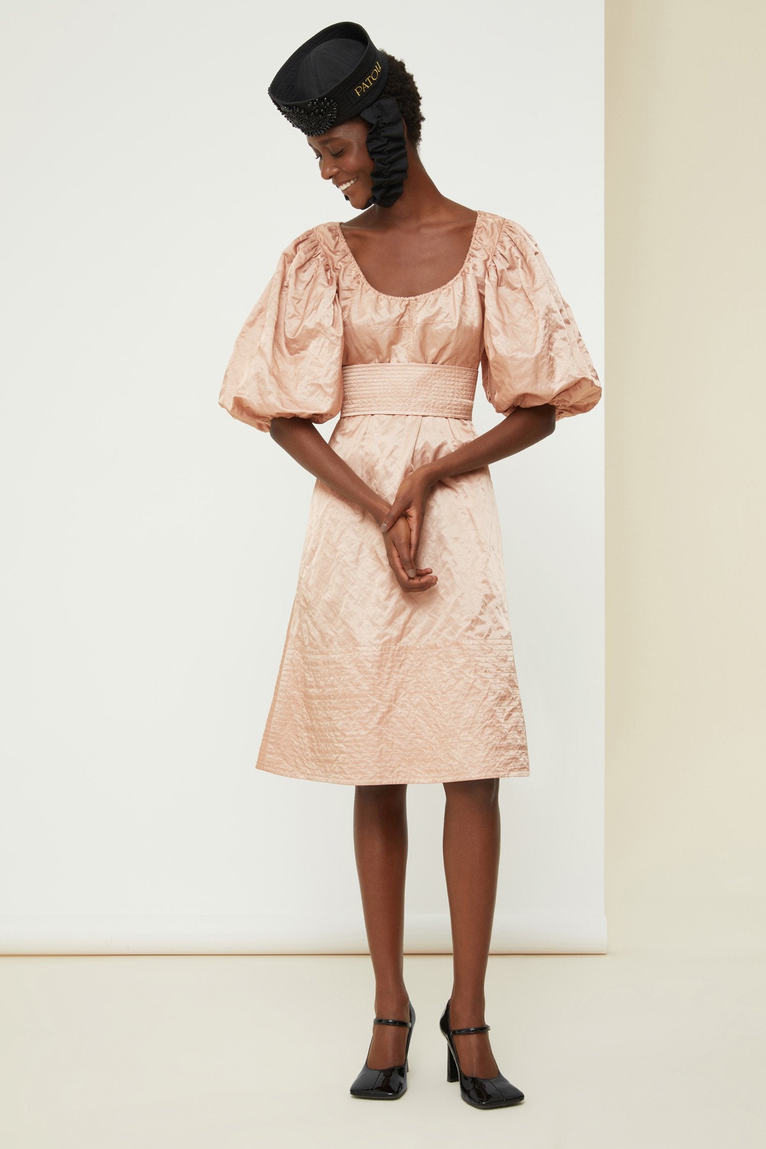 Patou DR065 robe cocktail satin rose poudre 34