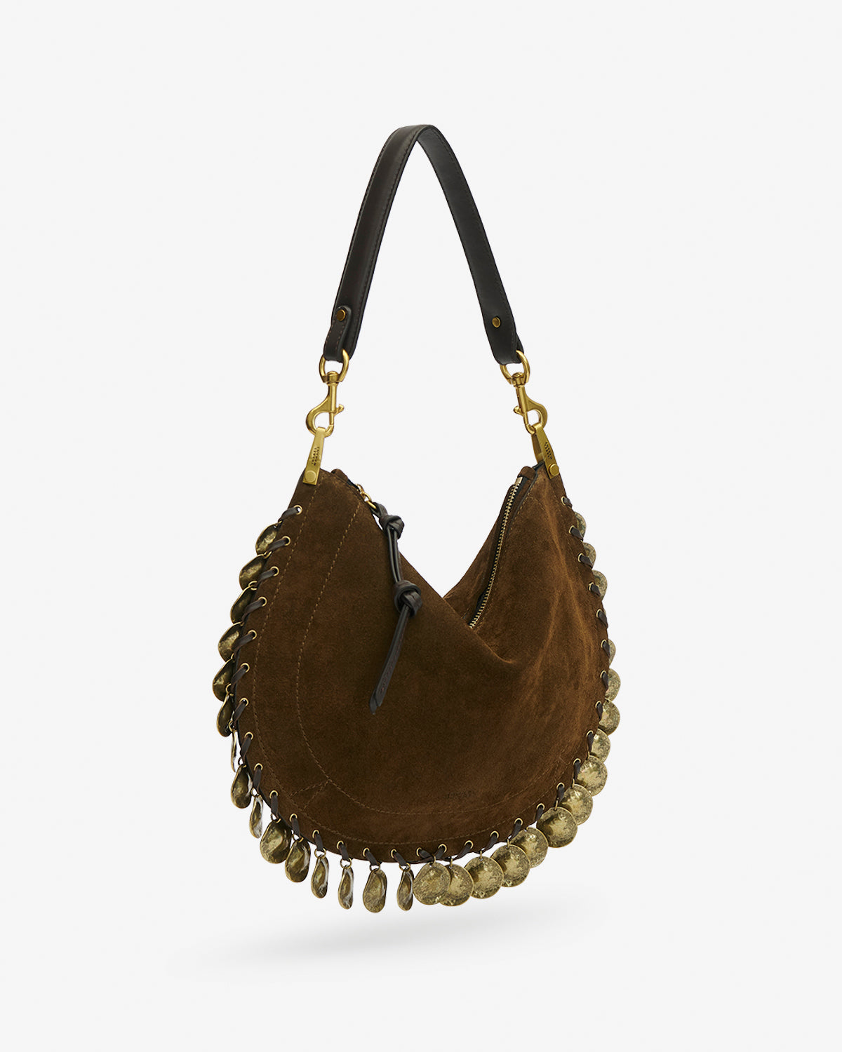 Isabel Marant Oskan Soft sac demi-lune bronze zippé médailles
