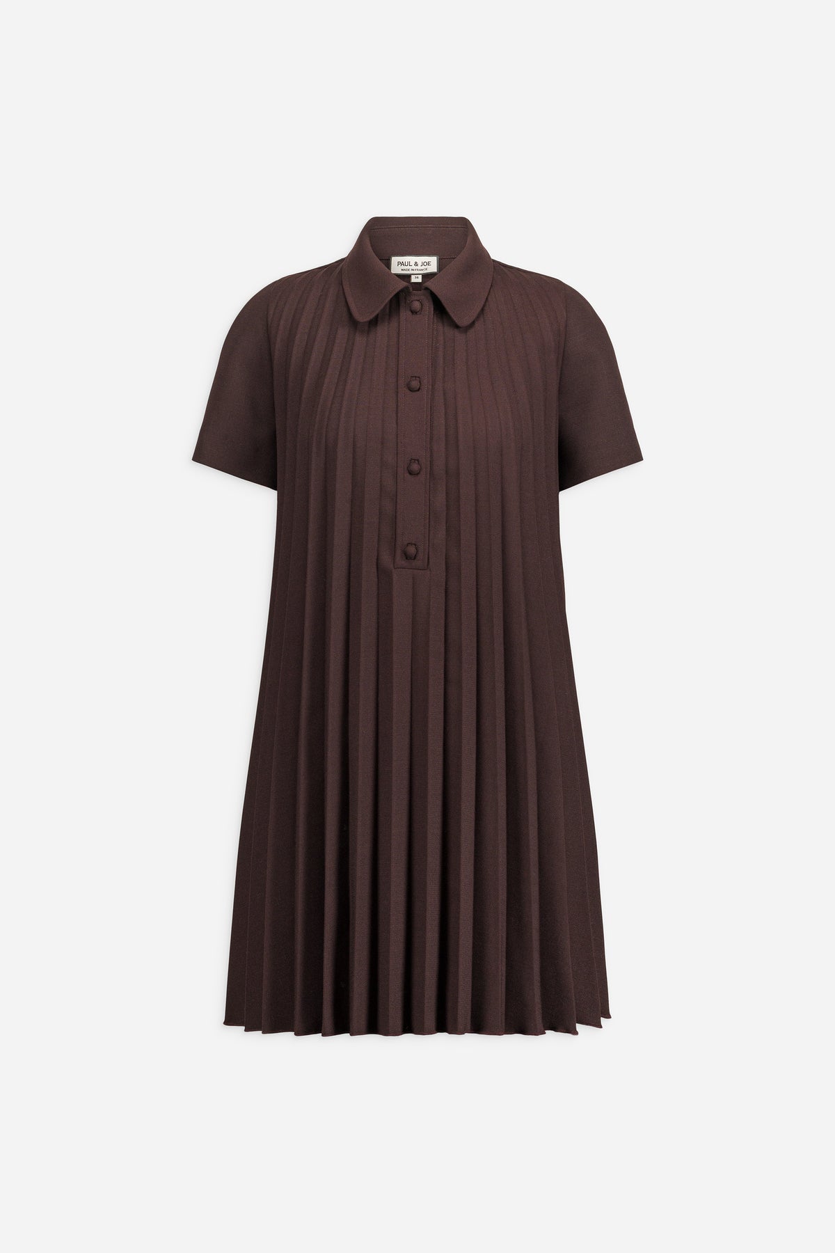 PAUL & JOE FILIPPA robe courte plissée laine cady col polo