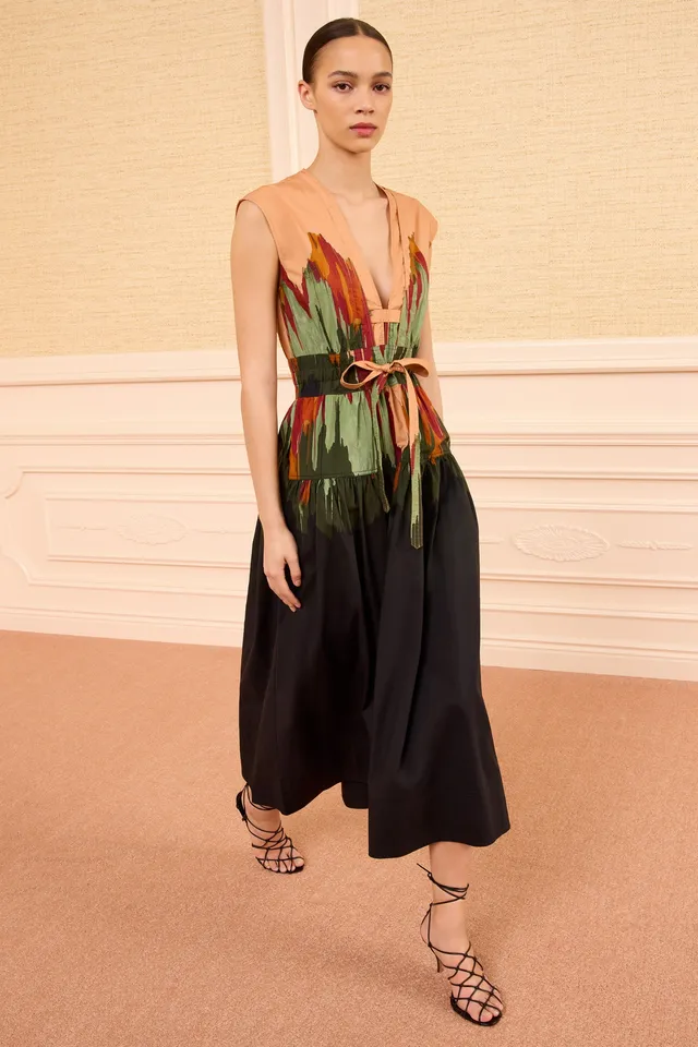 Ulla Johnson Lucine Deep V robe coton Agate