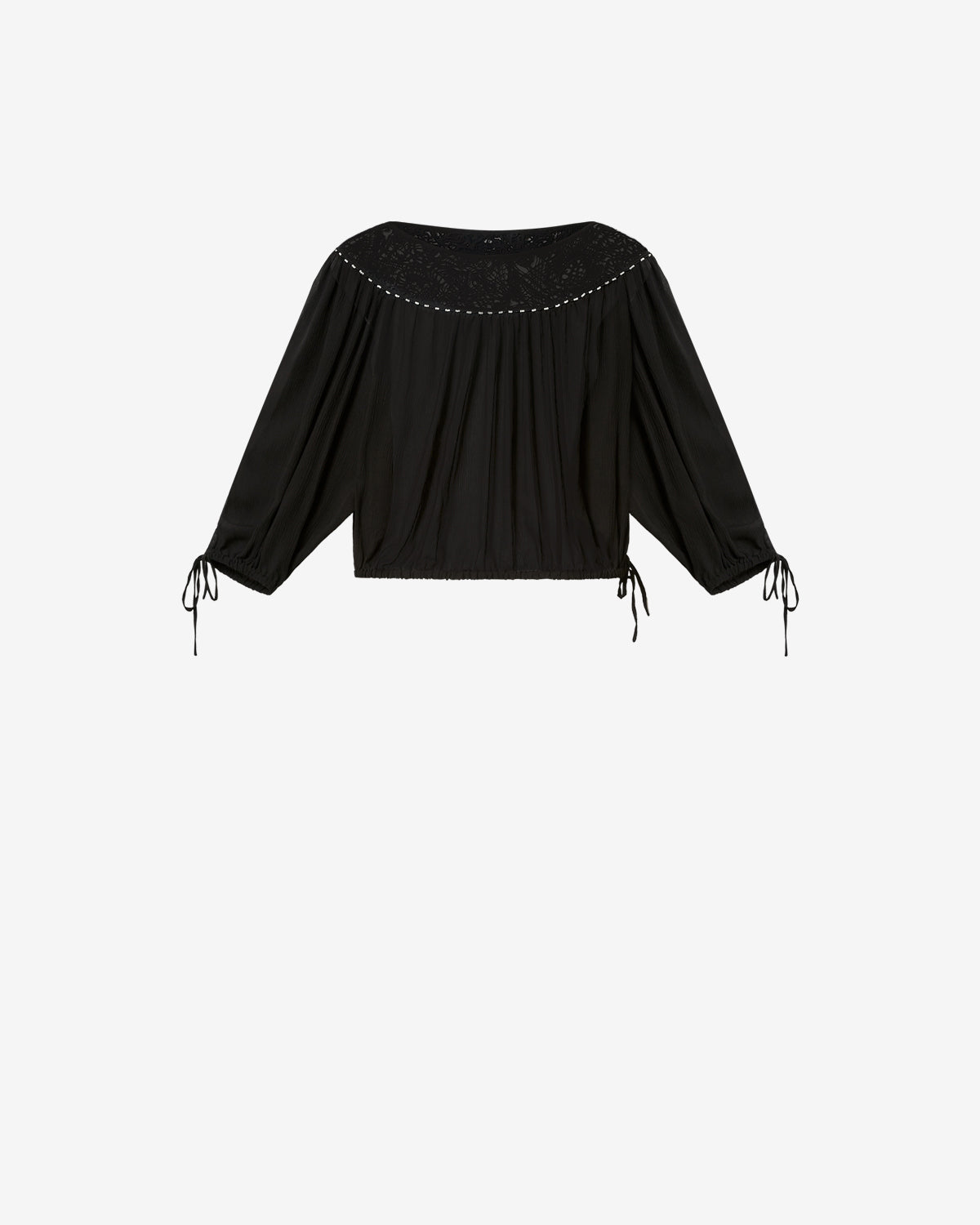 Isabel Marant Nelida top soie noir guipure perles