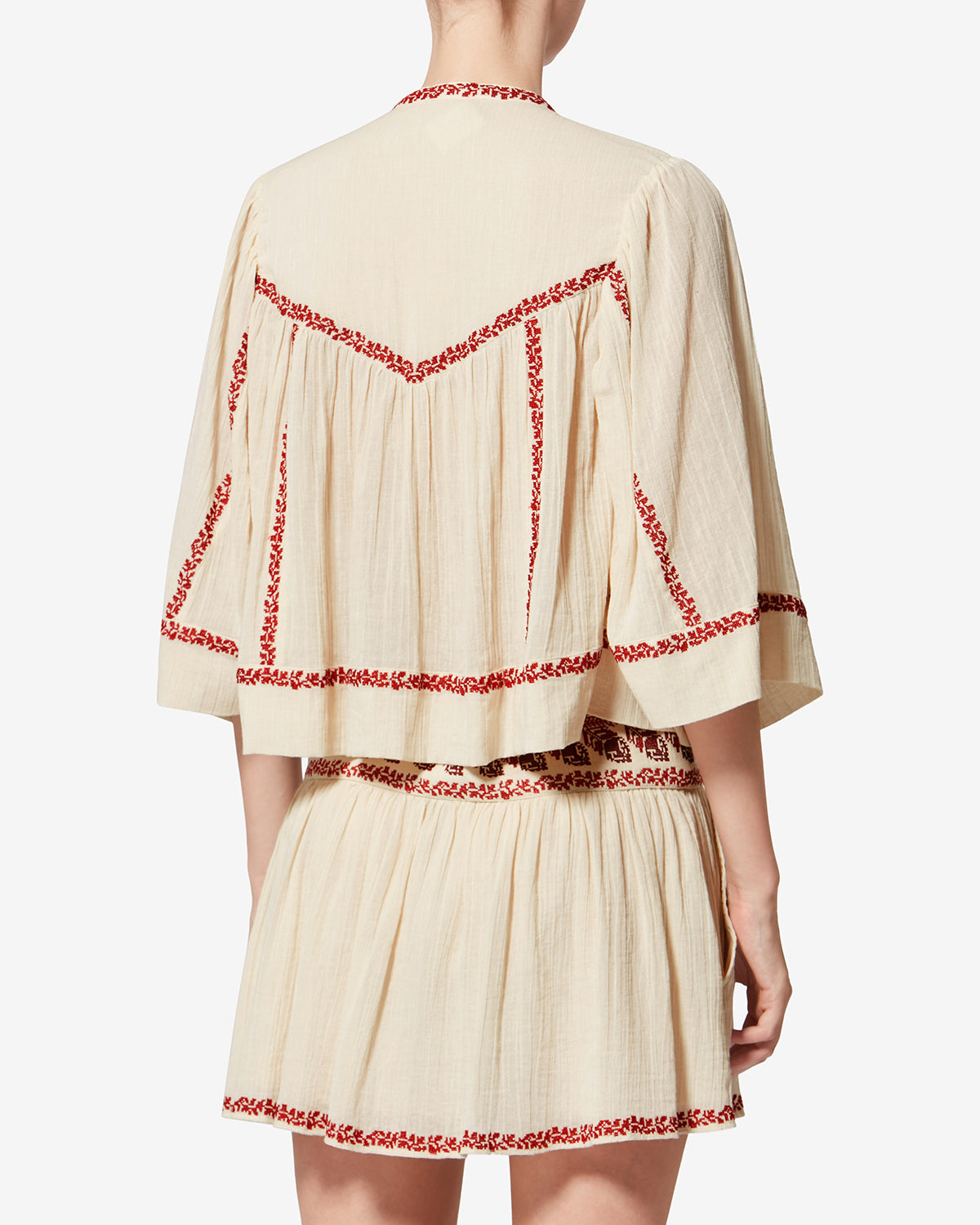 Isabel Marant Juline top blouse coton beige rouge