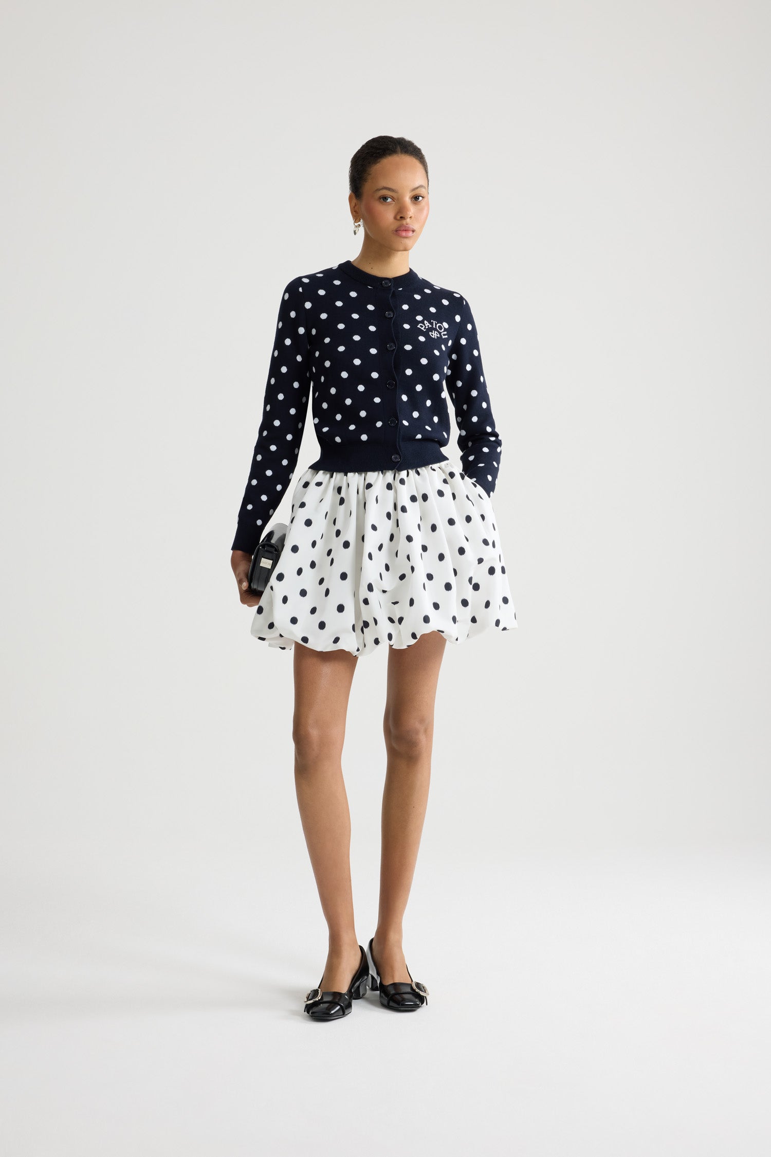 Patou Skirts P26SK11002455964 Mini jupe blanche pois faille