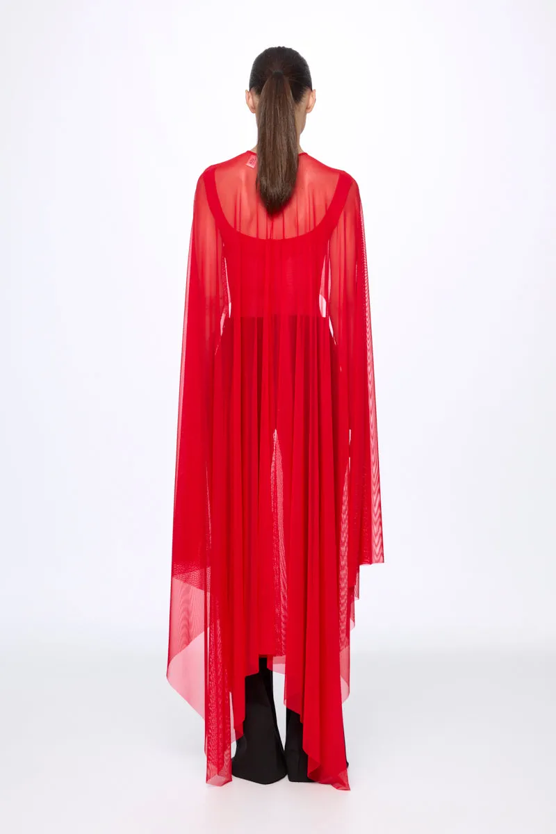ATU Body Couture Tops cape mesh rouge taille U bouton dos