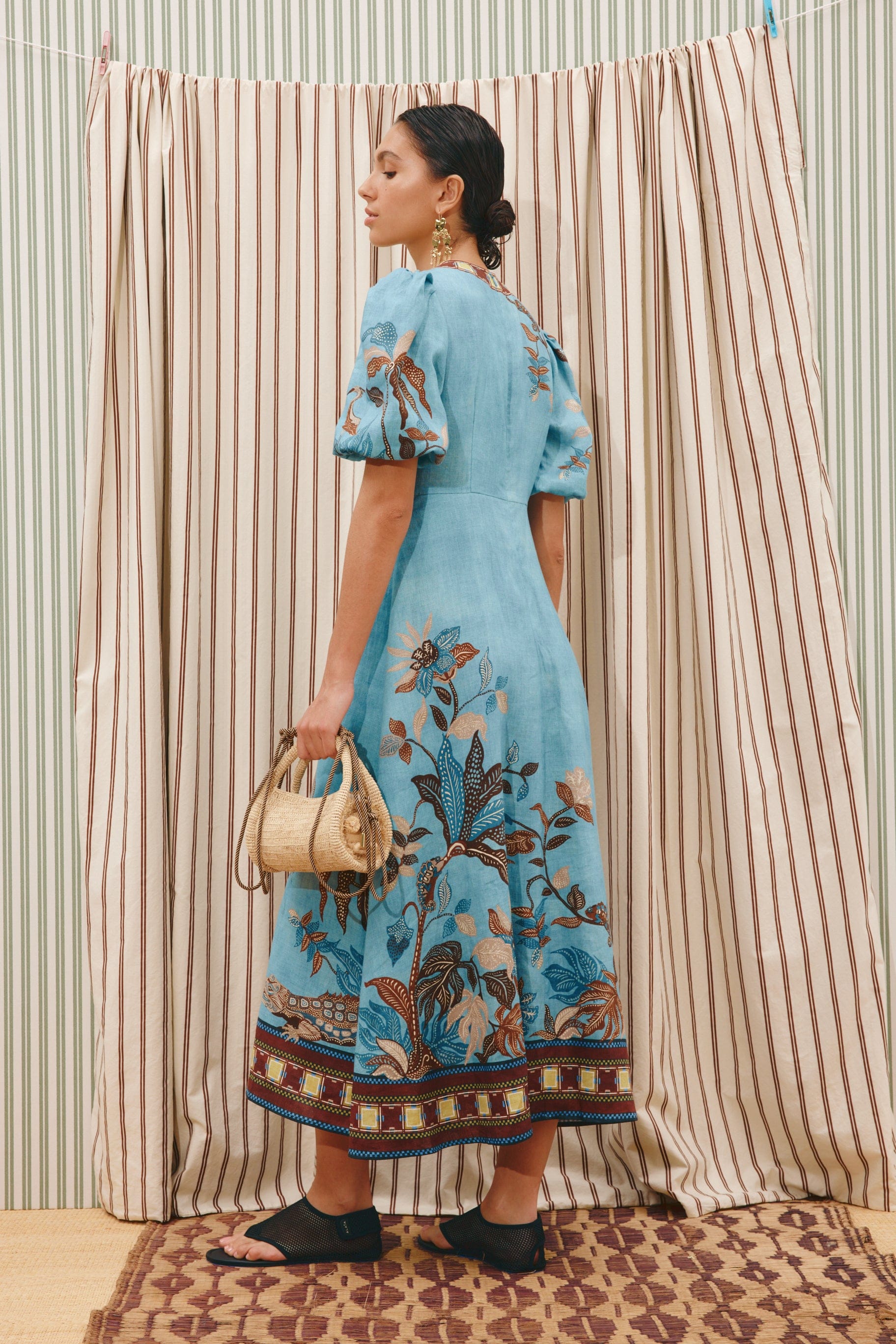 Alemäis Georgie Midi Dress robe midi lin jungle