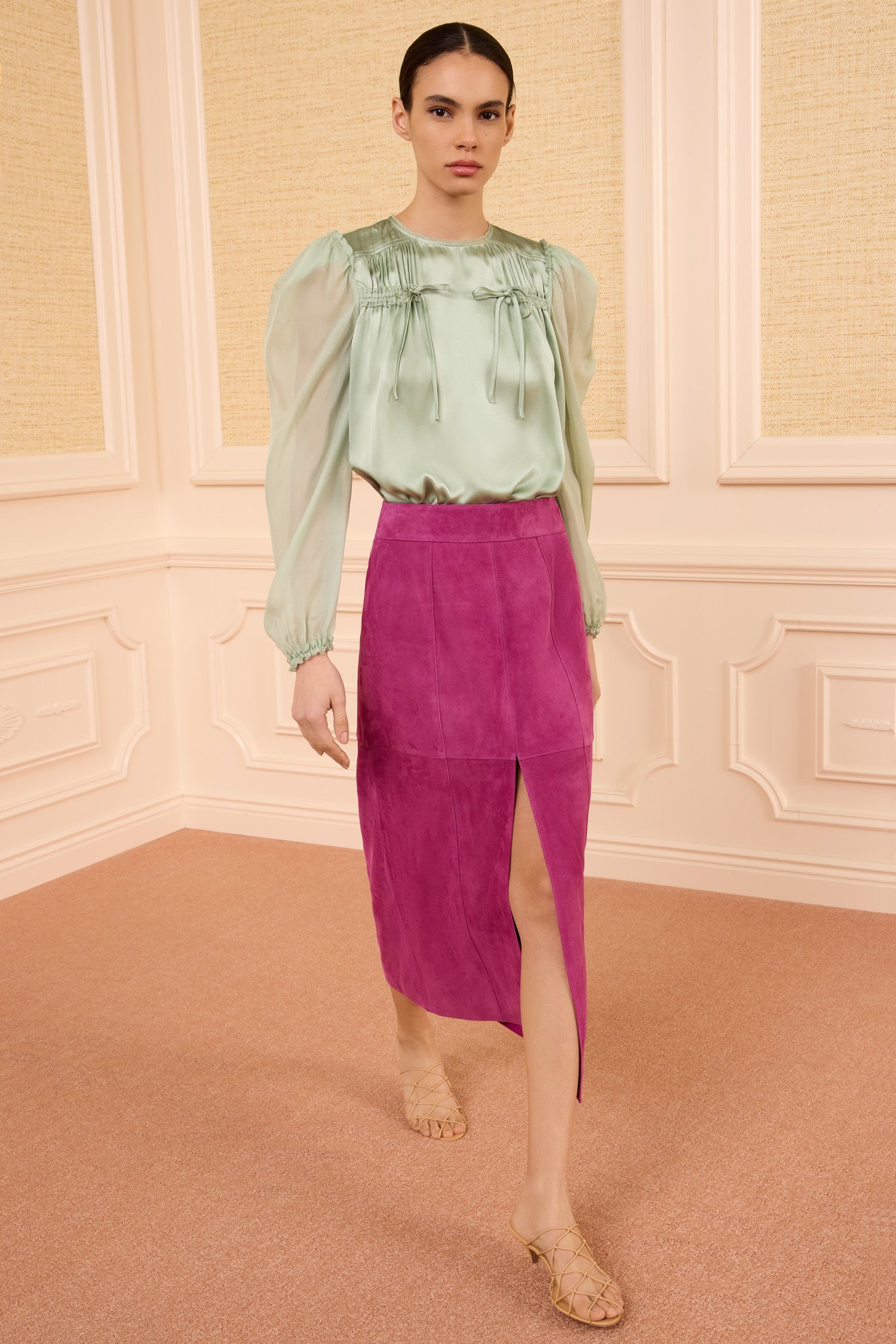 Ulla Johnson Orion Jupe crayon cuir Iris midi