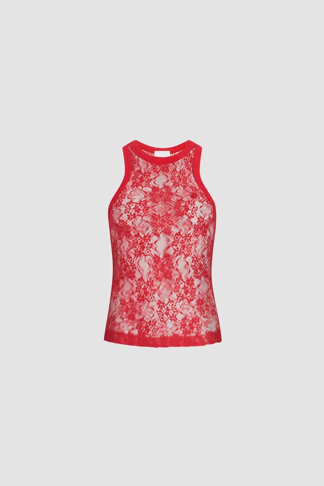 Patou Tank Top Jersey Dentelle Rouge Babylone