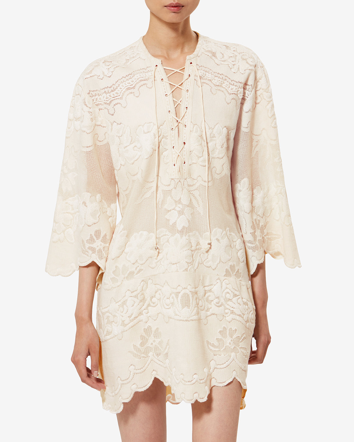 Isabel Marant Solara robe guipure écru courte ample