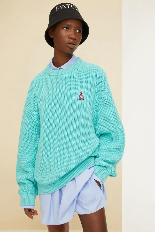 Patou P22KN0818044702G pull laine Water Green oversize