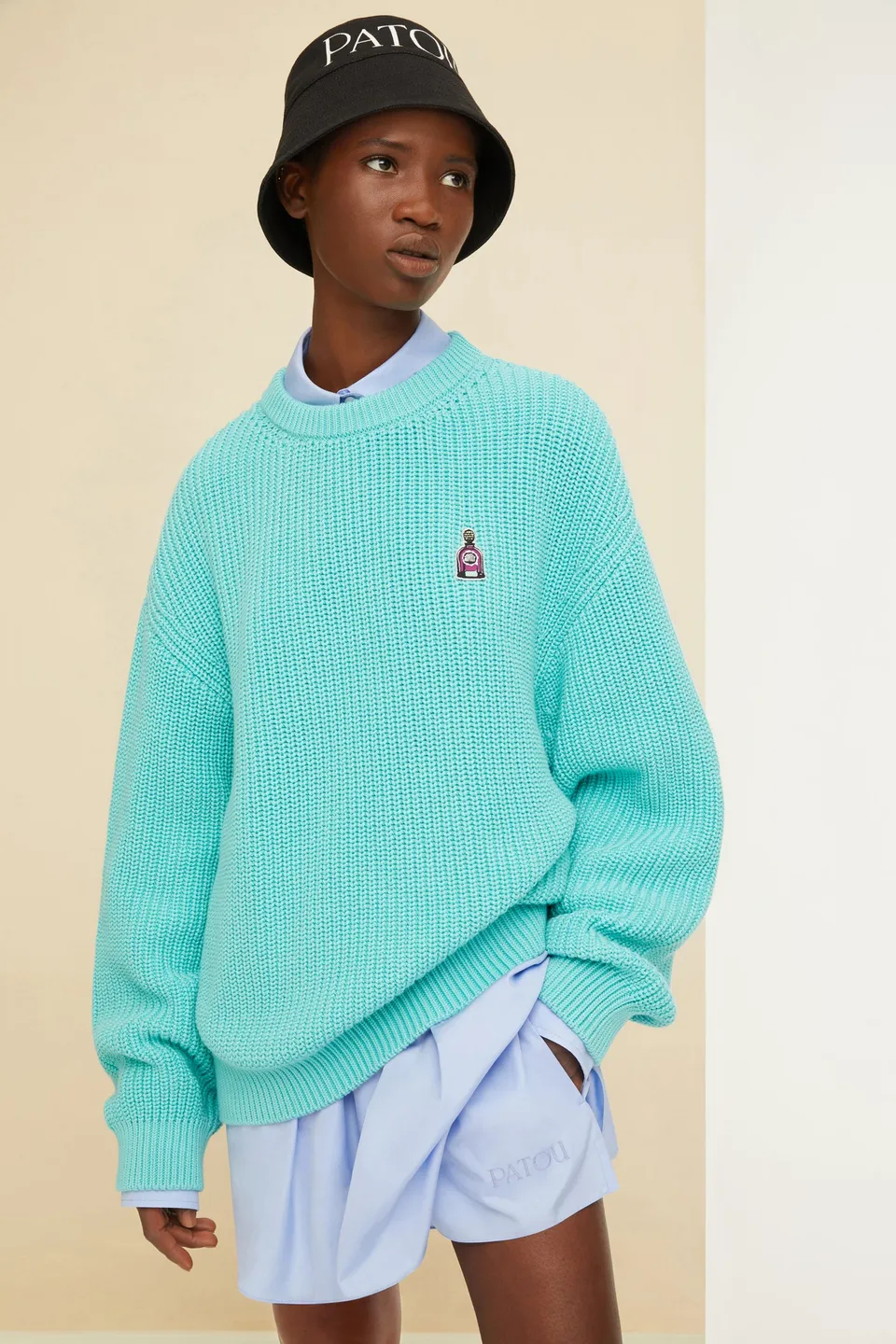 Patou P22KN0818044702G pull laine Water Green oversize