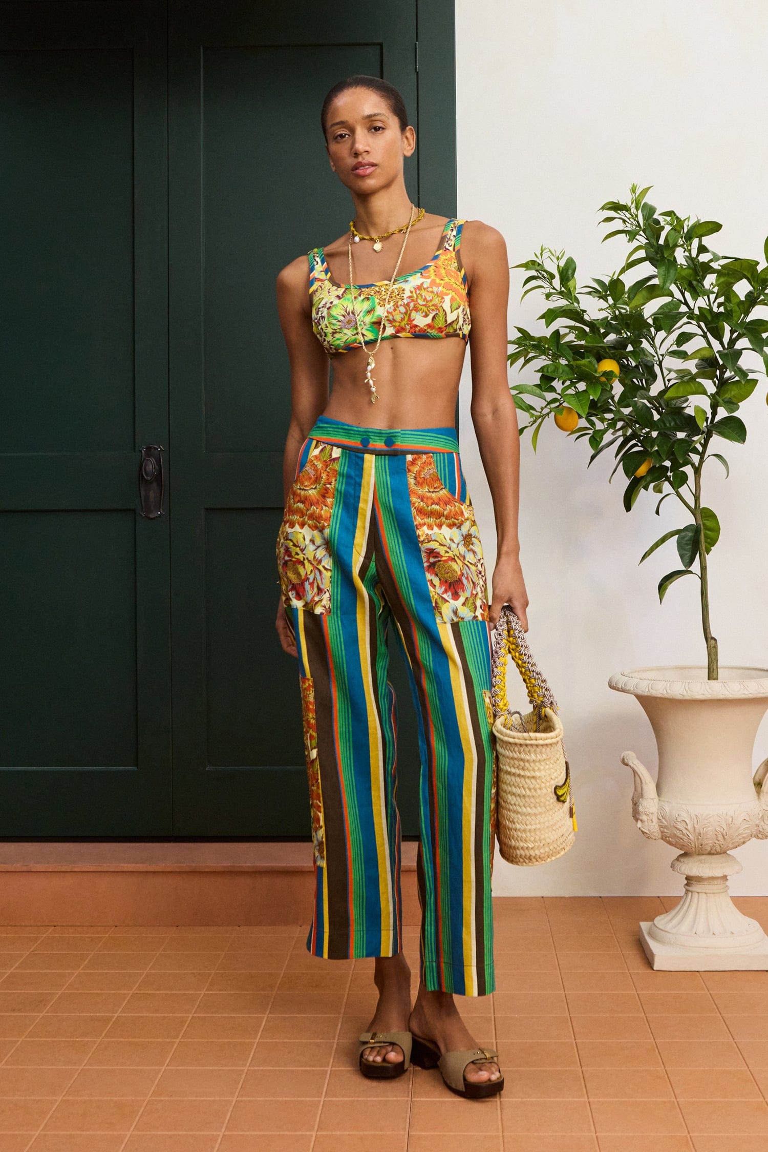 Alemäis Charlie Pant pantalon lin imprimé patchwork floral