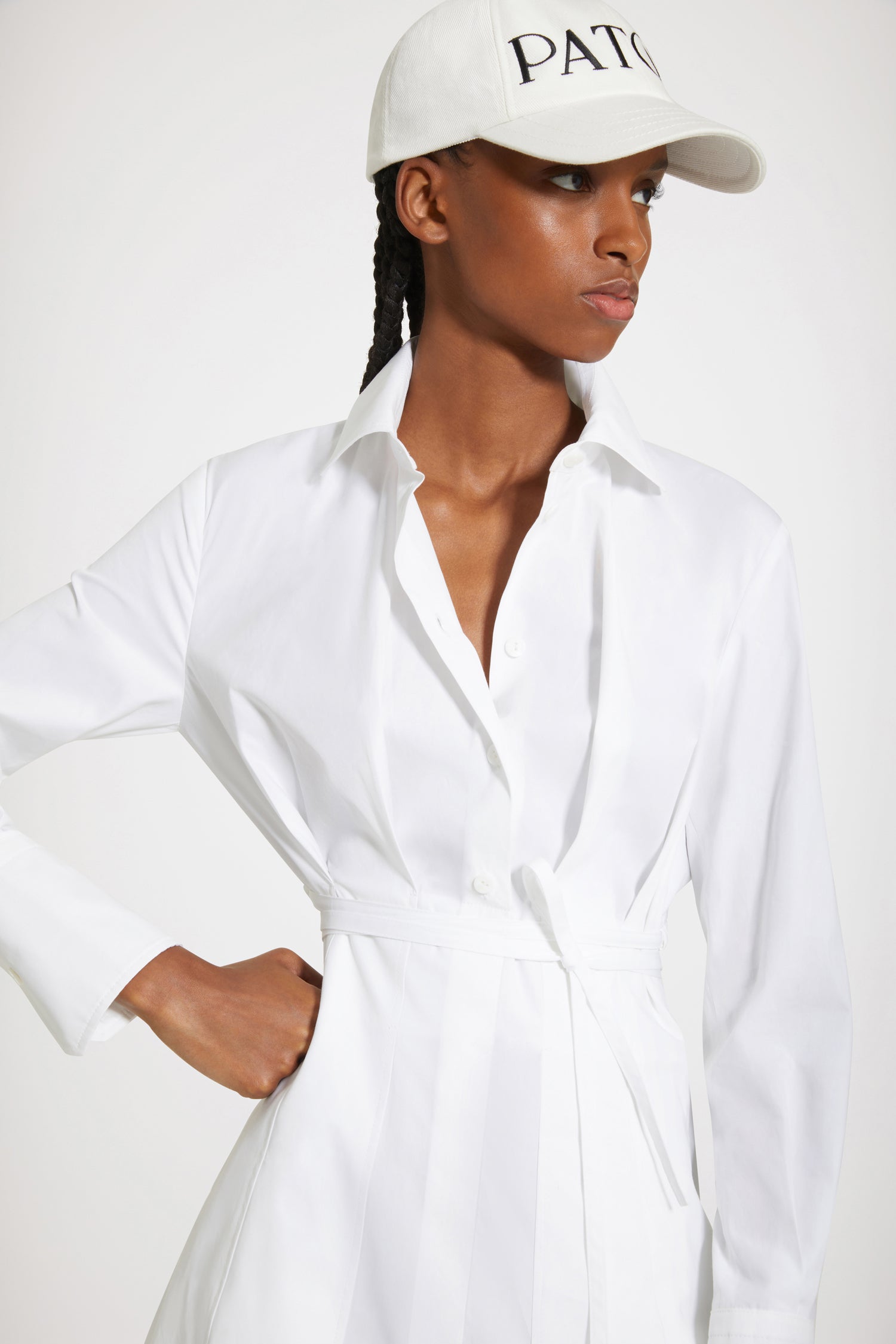 Patou DR106 robe chemise blanche coton bio plissée 34-44