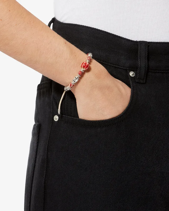 Isabel Marant Janis bracelet perles rouge-argenté