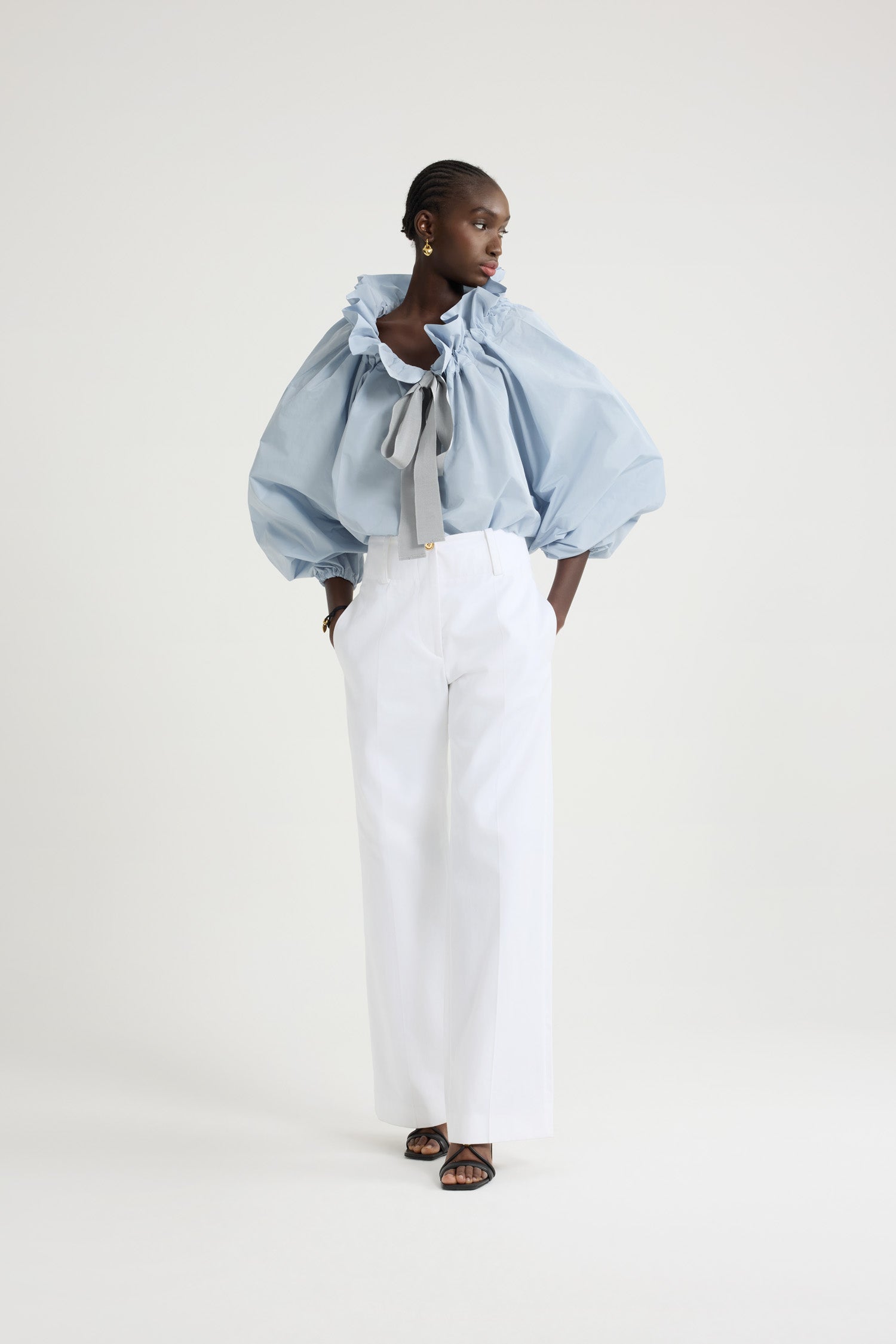 Patou TO017 top Pearl Blue faille recyclée noué