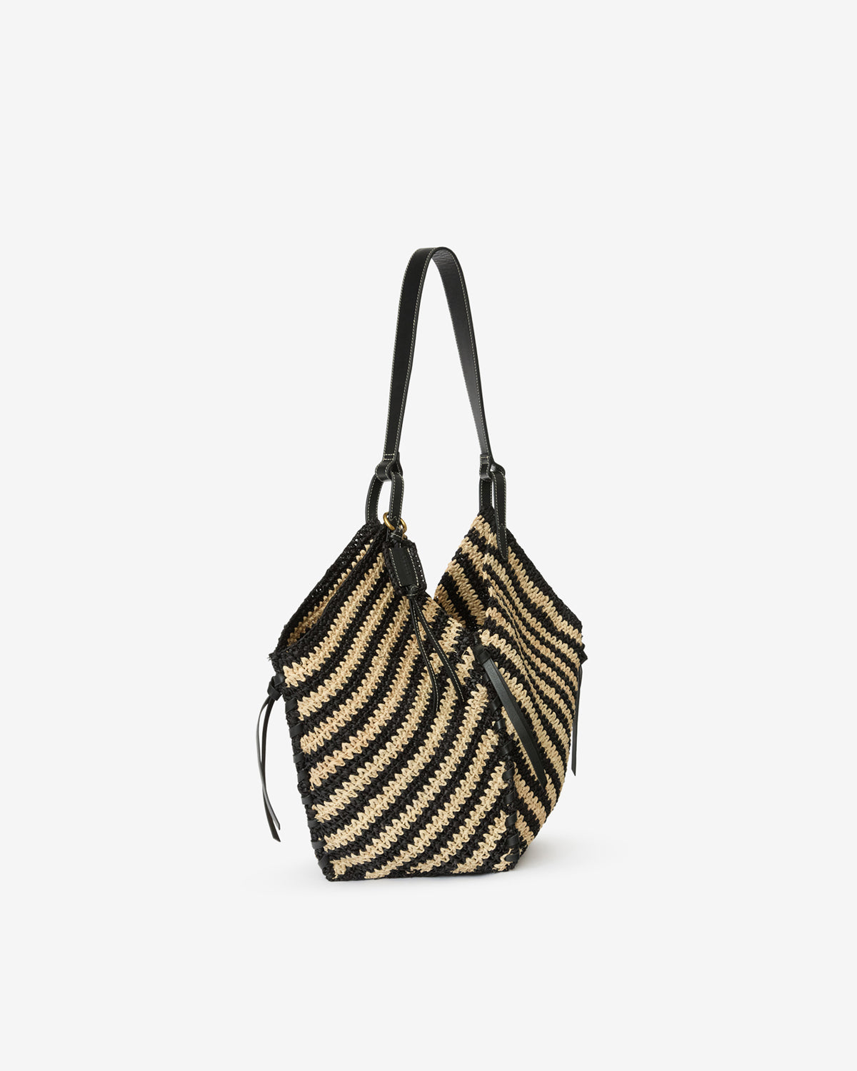 Isabel Marant Tampa sac raphia noir naturel 40 cm