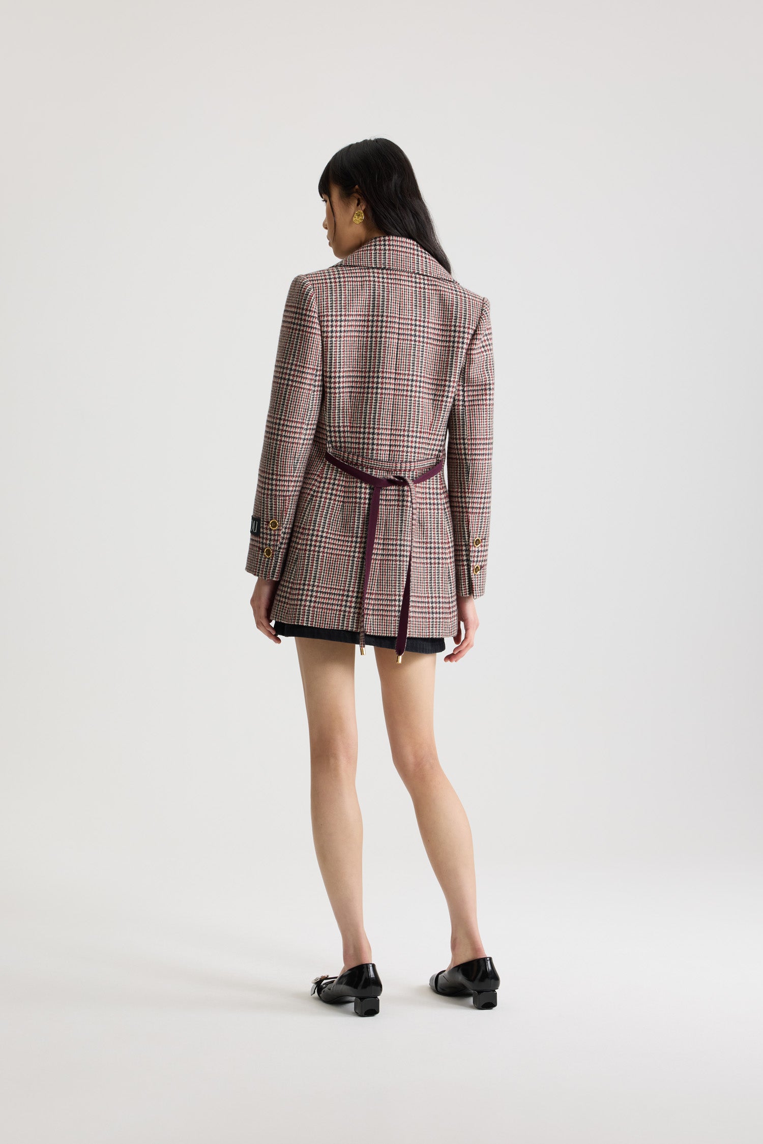 Patou JA061 veste longue Prince Of Wales flanelle laine
