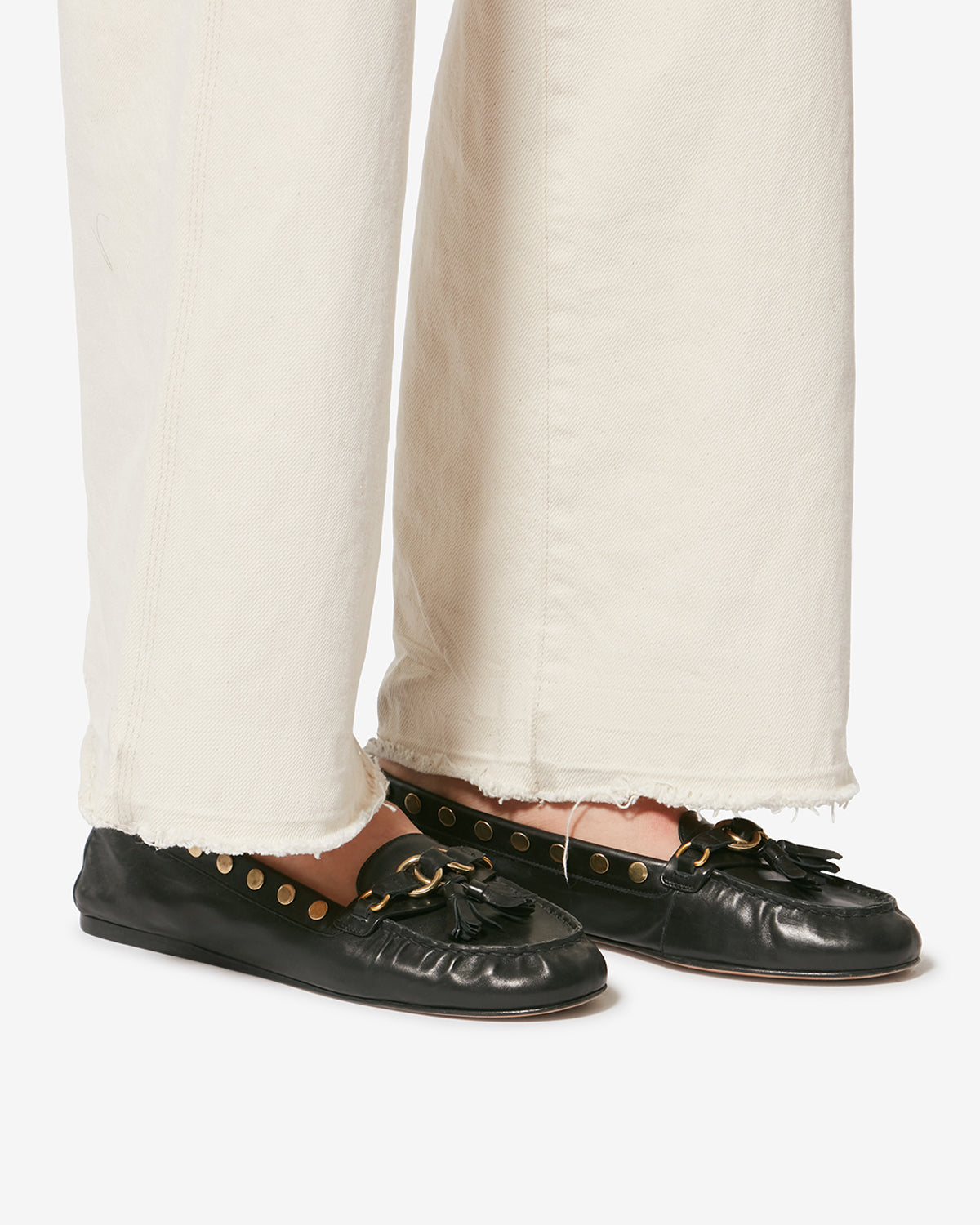 Isabel Marant Faxel mocassins cuir noir pompons