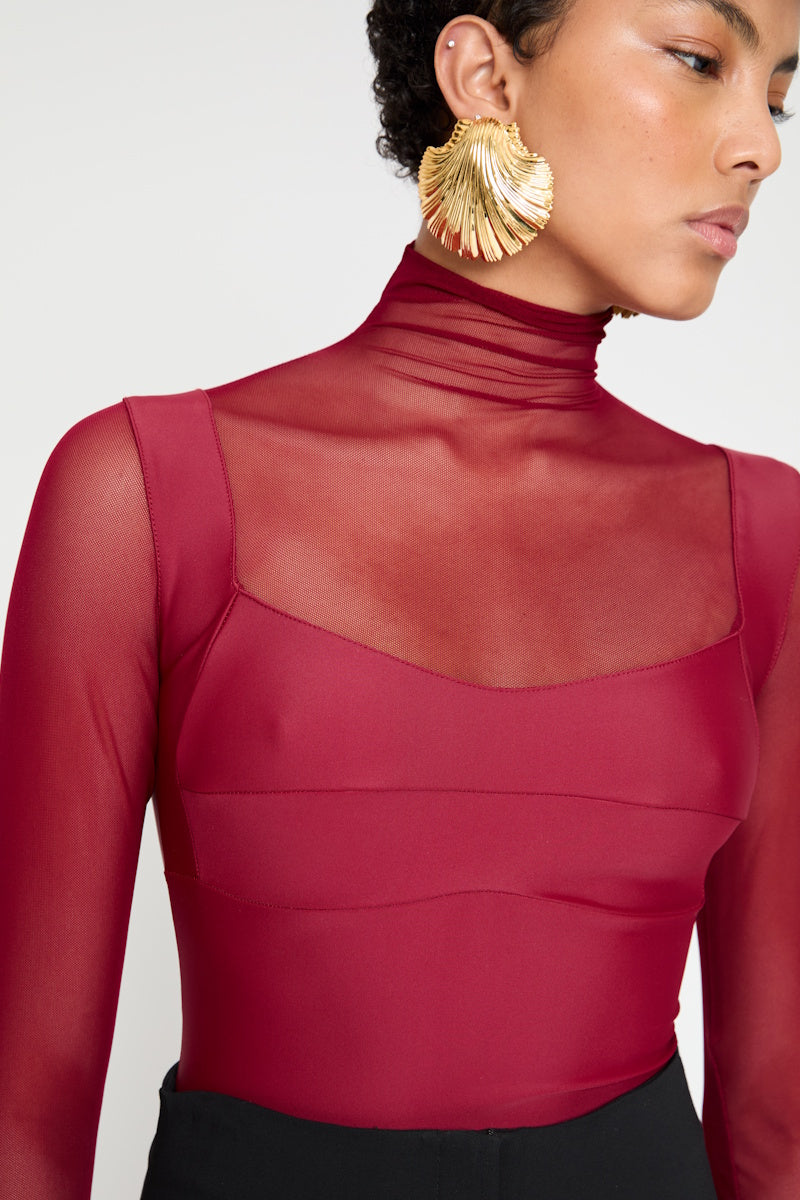 ATU Body Couture body bordeaux corset manches longues
