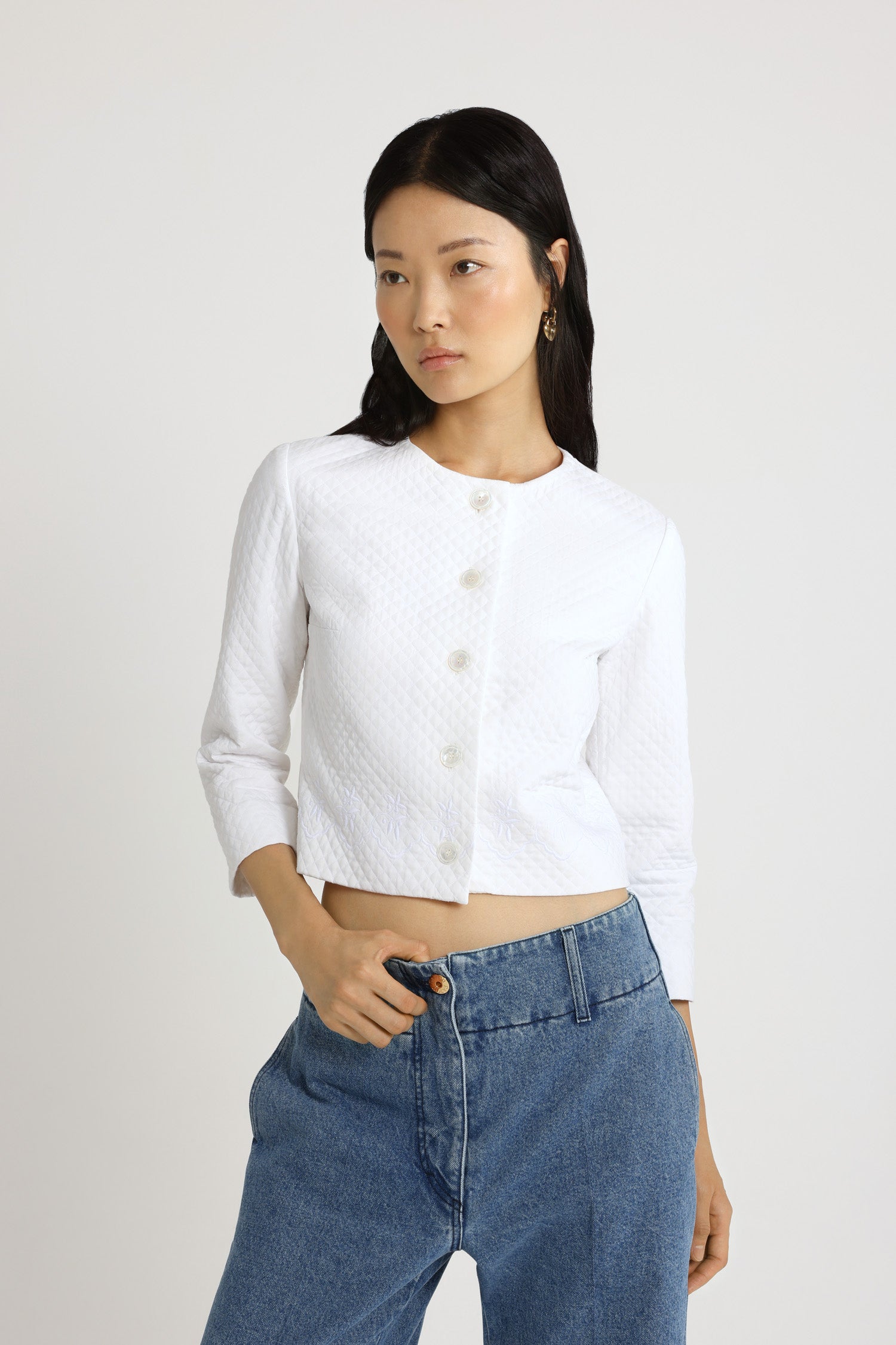 Patou JA052 veste courte matelassée viscose blanche 34-44