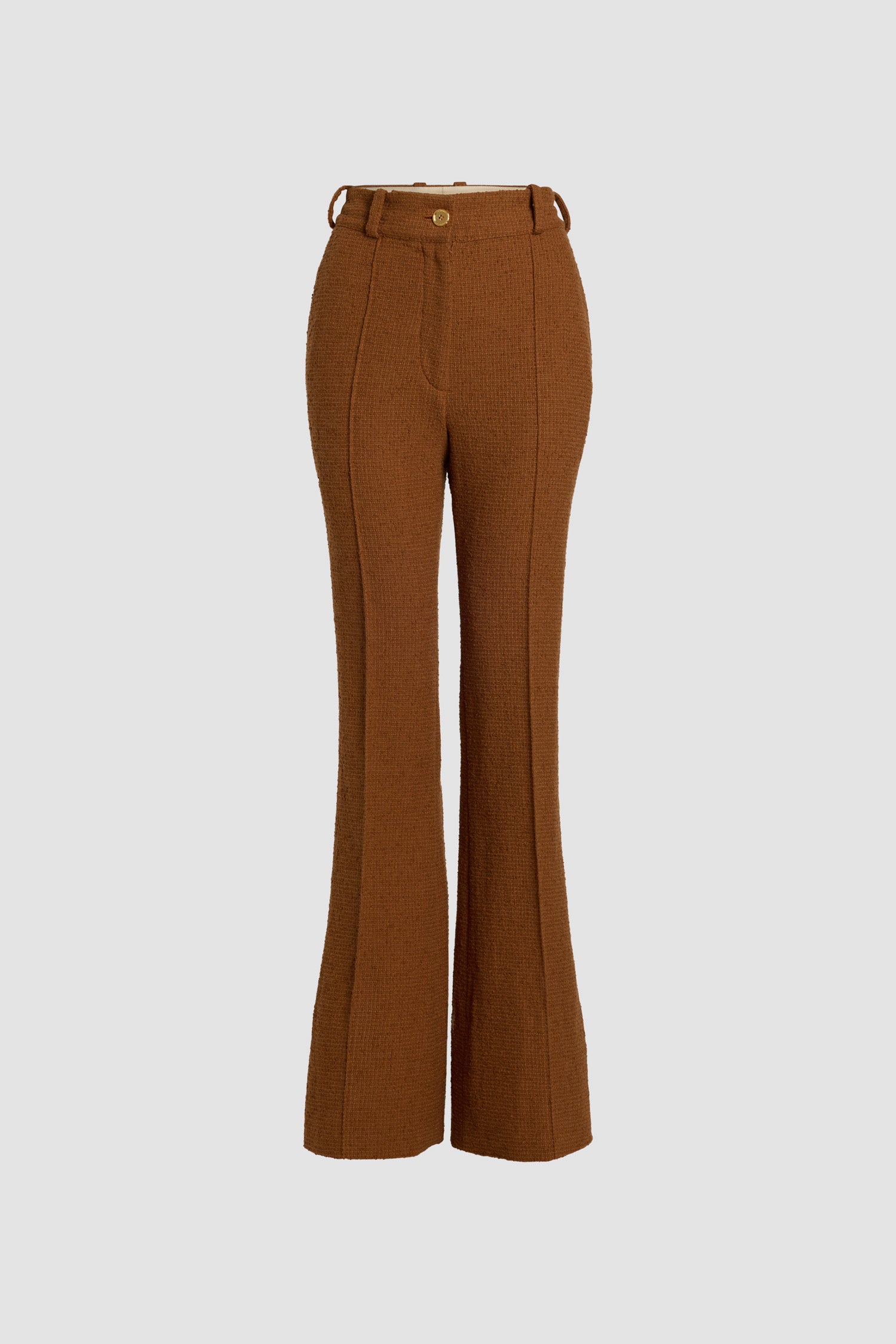Patou H24TR0420185220A pantalon évasé tweed marron