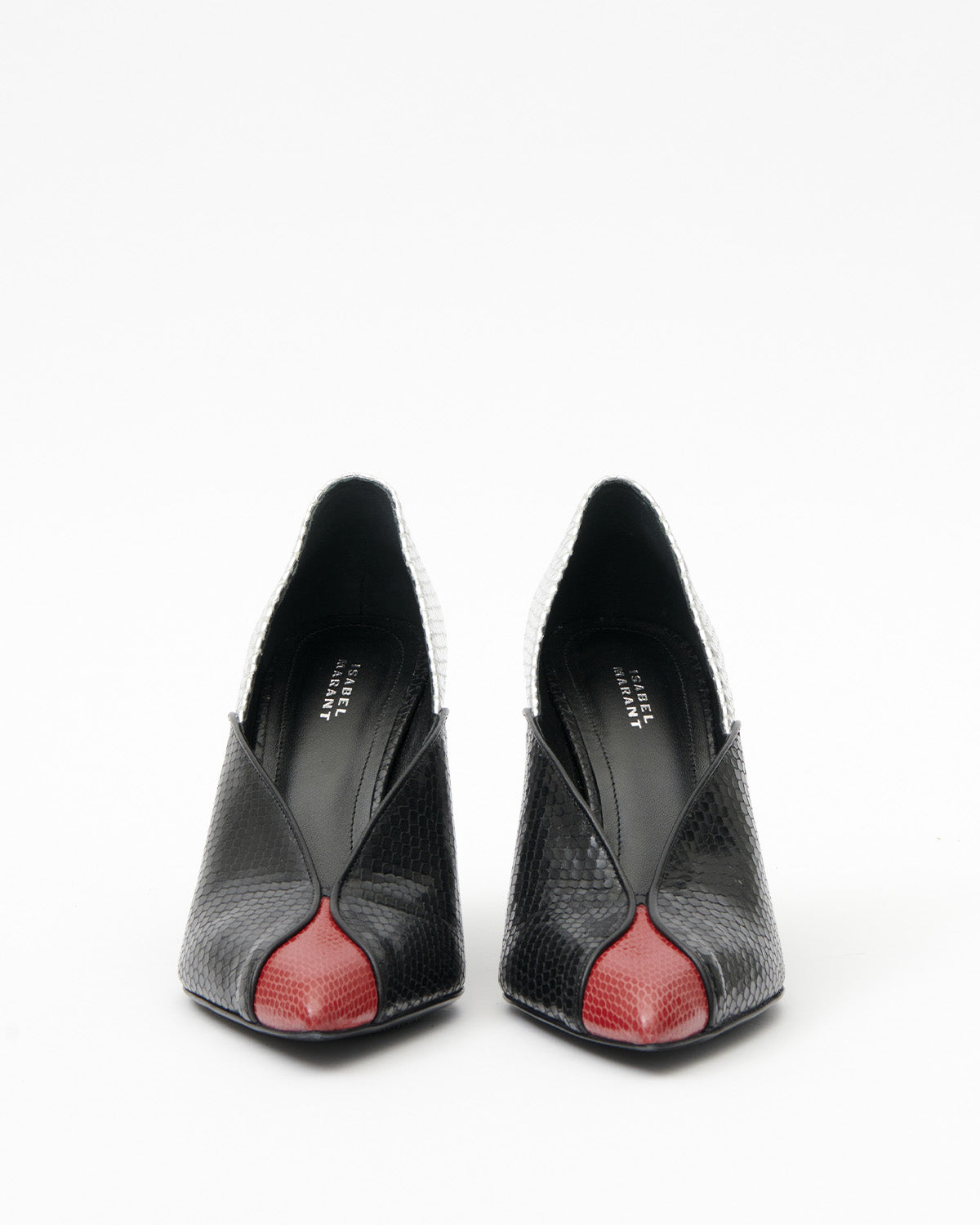 Isabel Marant Luza escarpins cuir noir-rouge 9 cm