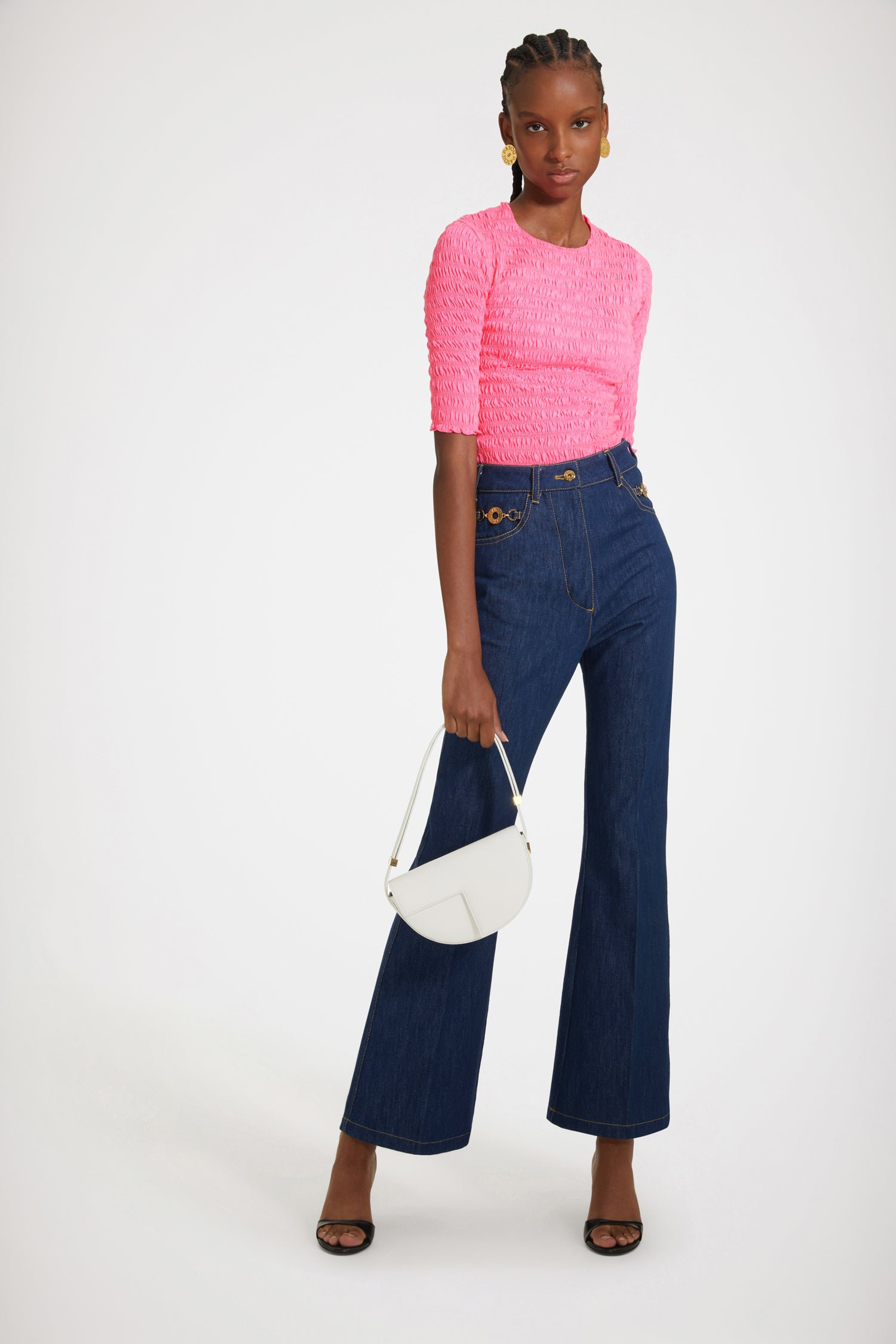 Patou P23JE0659982453B top coton bio Begonia Pink smocké