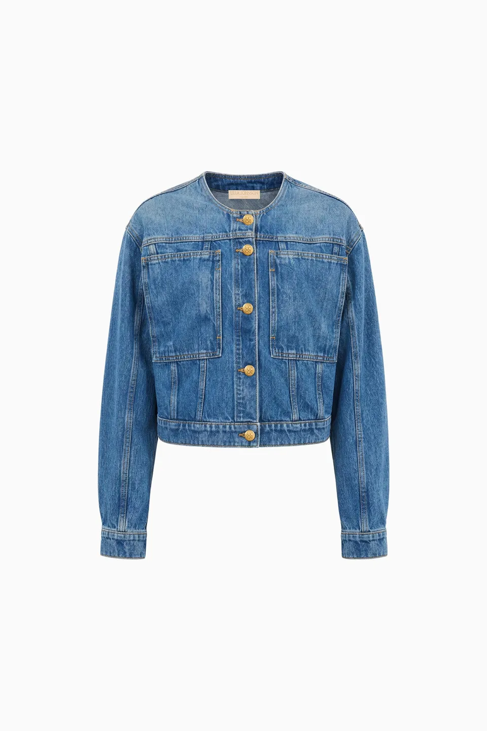 Ulla Johnson Briar veste jean Danube coton cropped sans col