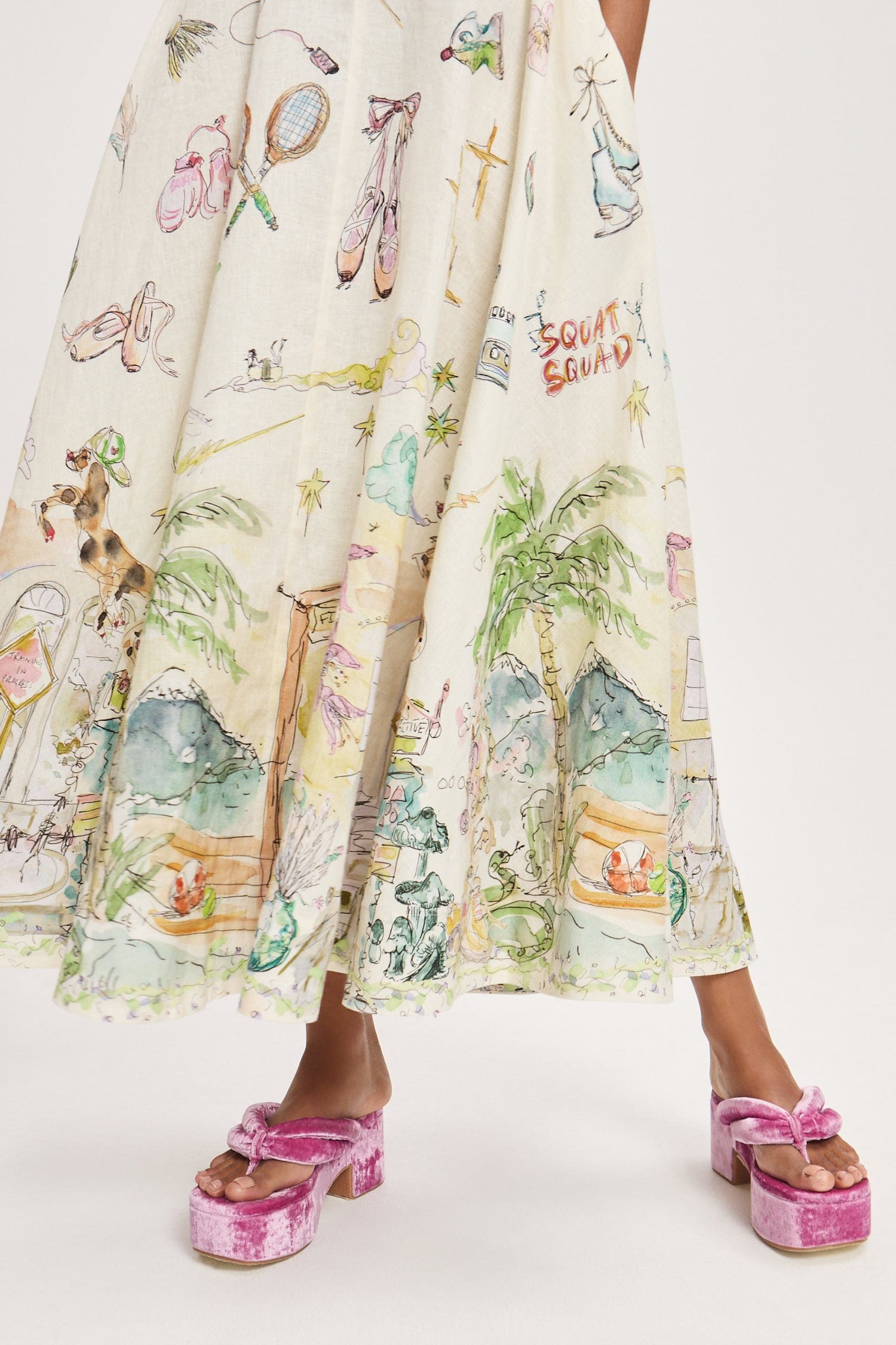 Alemais Anouk Ballet robe midi lin poches