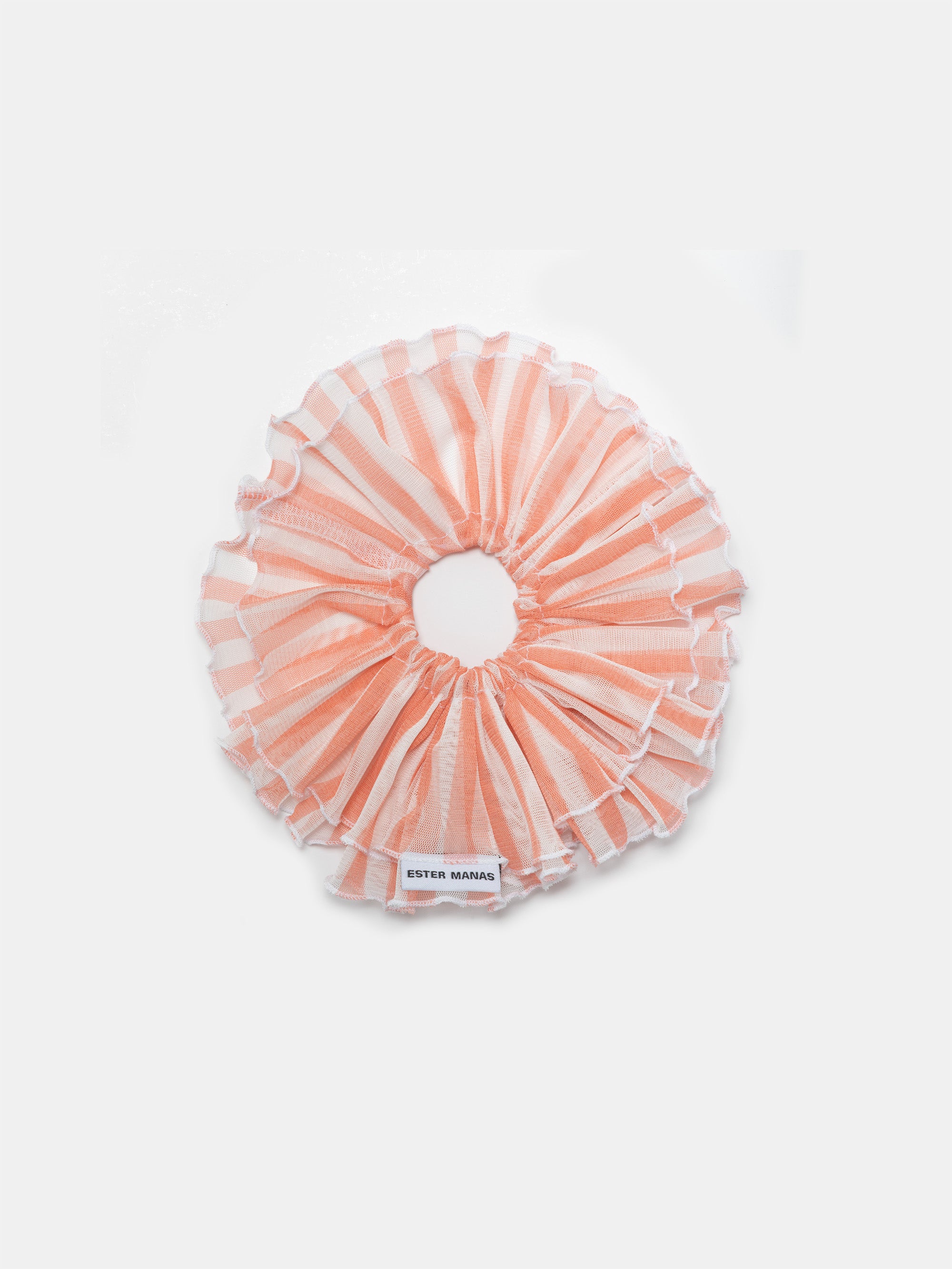 Ester Manas Scrunchies chouchou pêche rayé 16 cm