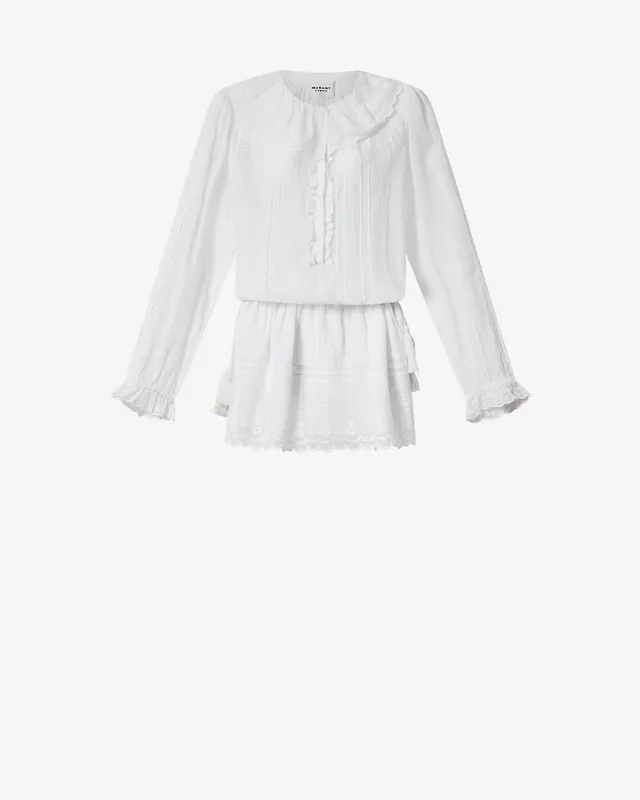 Isabel Marant Lenora robe blanc voile coton brodé