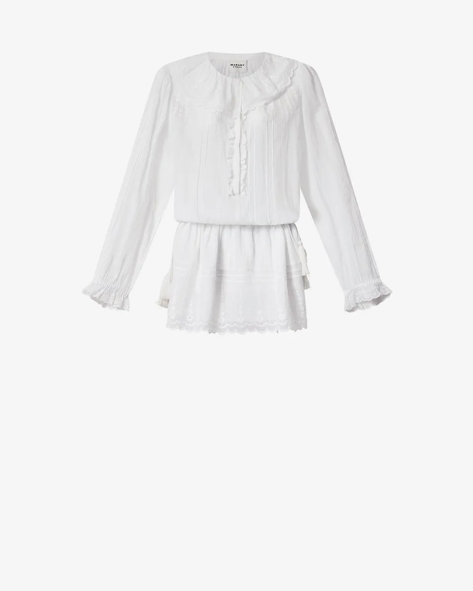 Isabel Marant Lenora robe blanc voile coton brodé