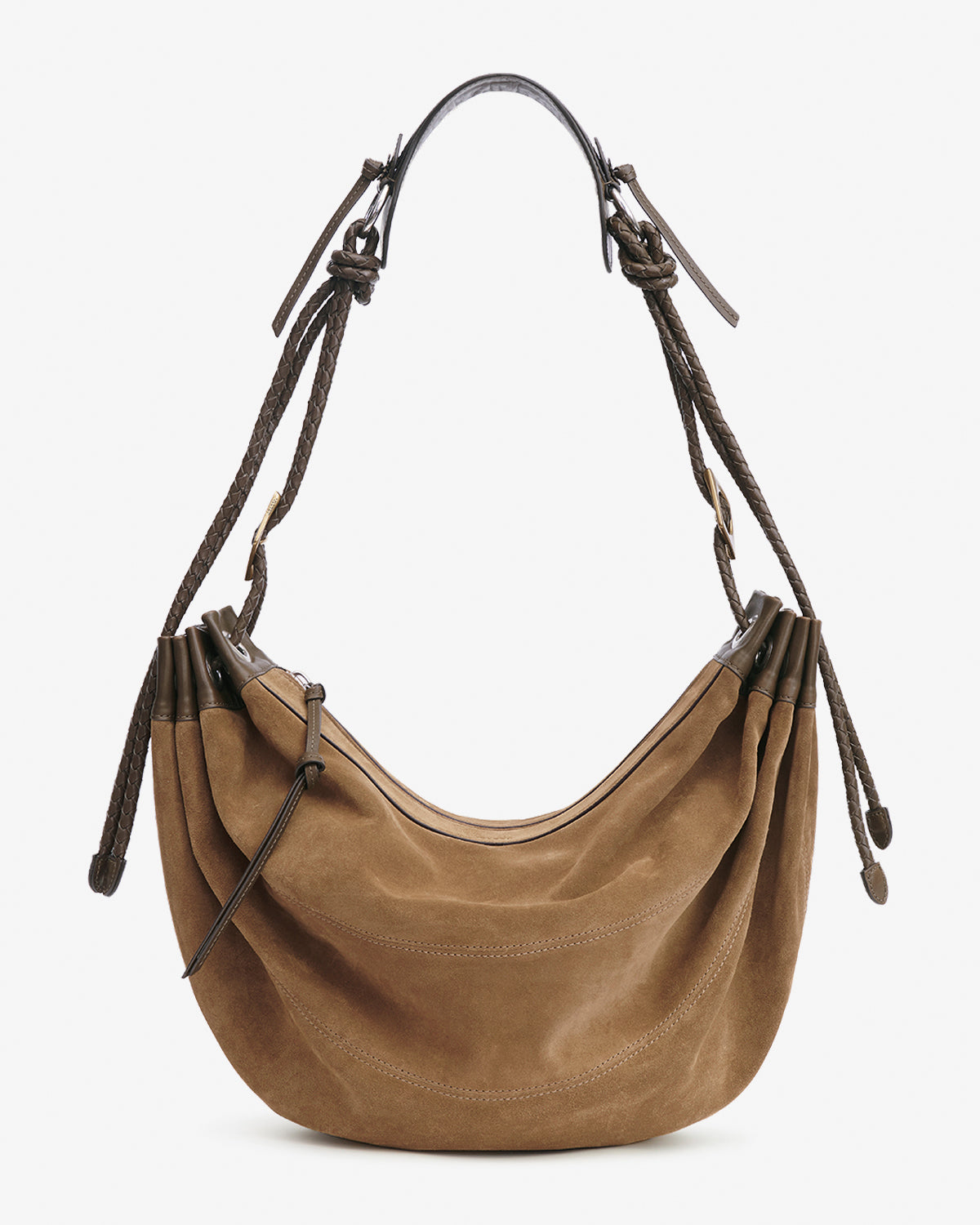 Isabel Marant Maia Large sac demi-lune cuir taupe