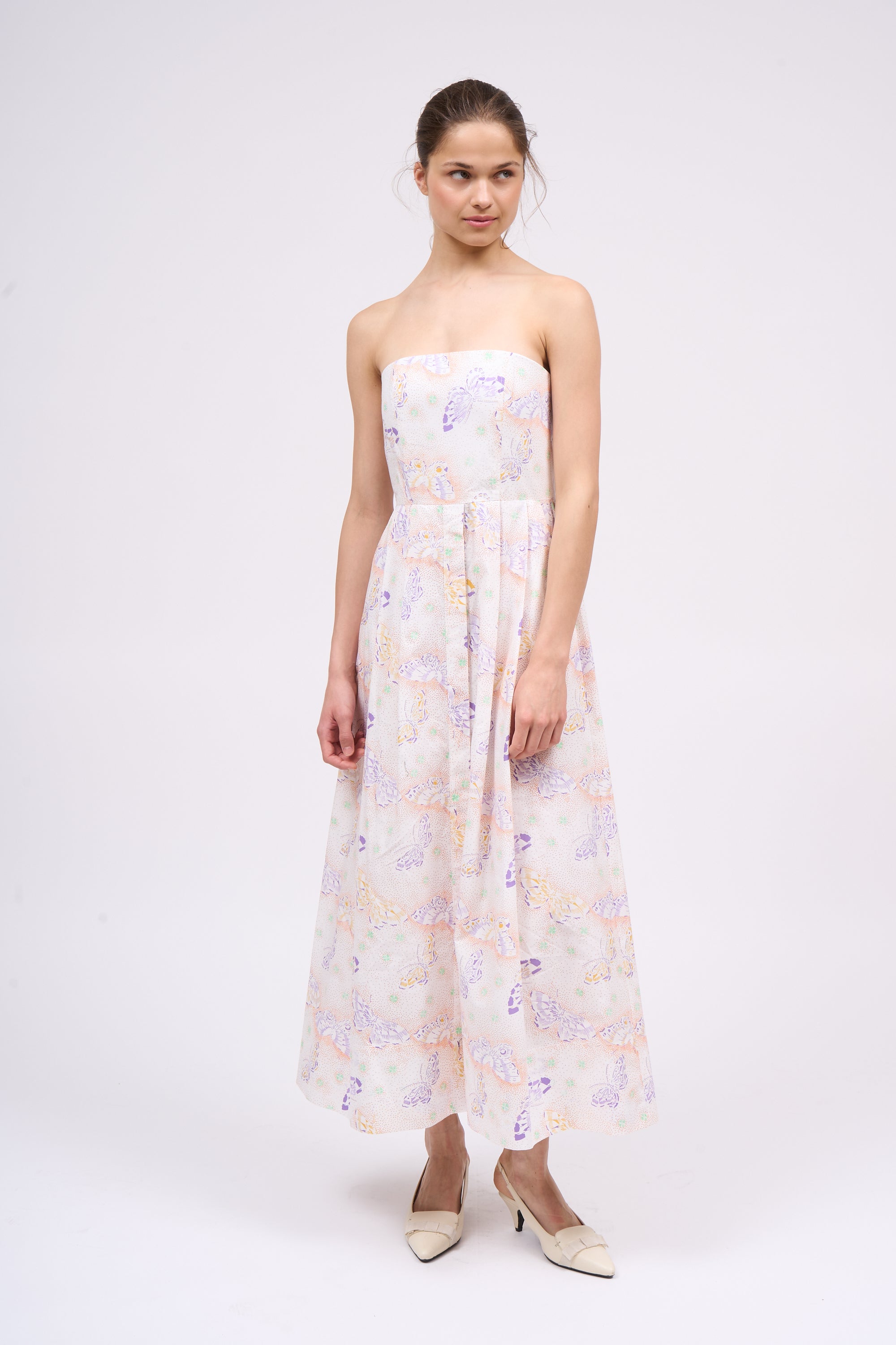 Paul & Joe RITA robe bustier coton blanc papillon